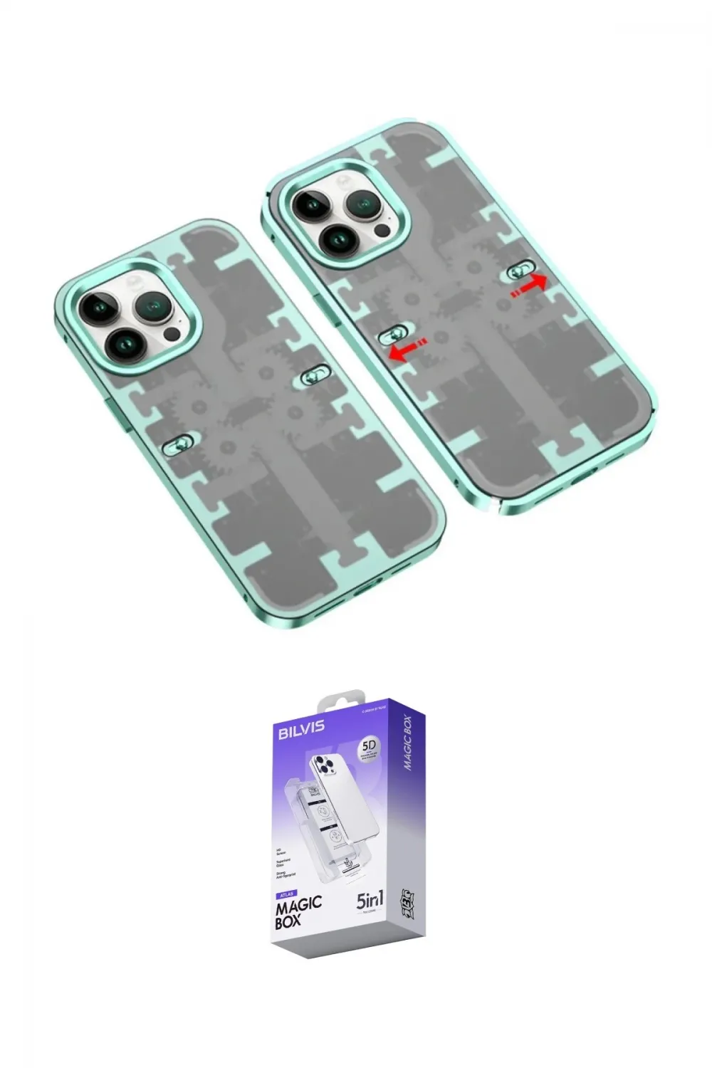 ieg™ iPhone 14 Pro Max Kılıf Ufuk Doku Prime - Siyah Bilvis 5in1 3D Magic Cam Ekran Koruyucu