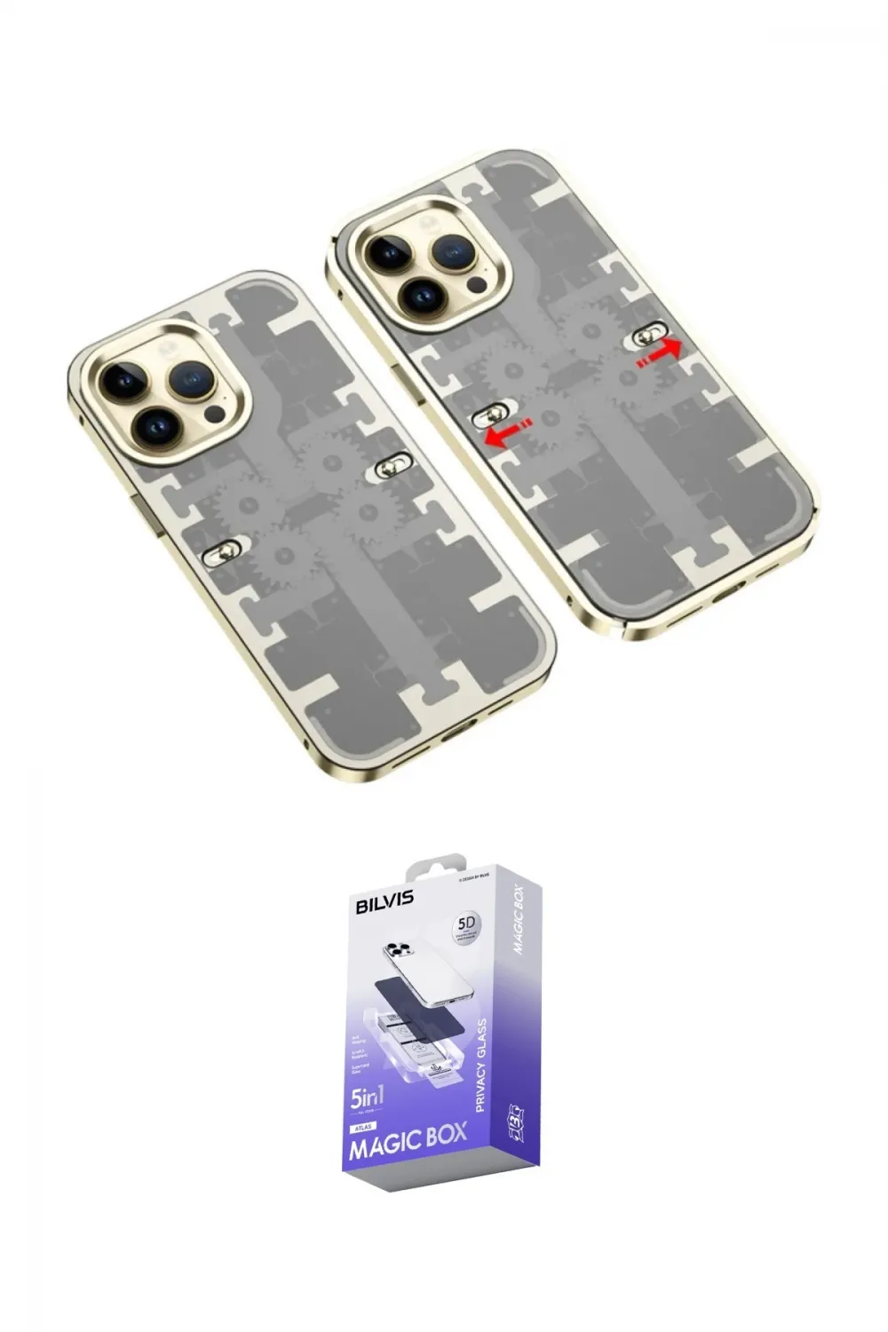ieg™ iPhone 14 Pro Max Kılıf Ufuk Doku Prime - Siyah Bilvis 5in1 5D Magic Hayalet Cam Ekran Koruyucu