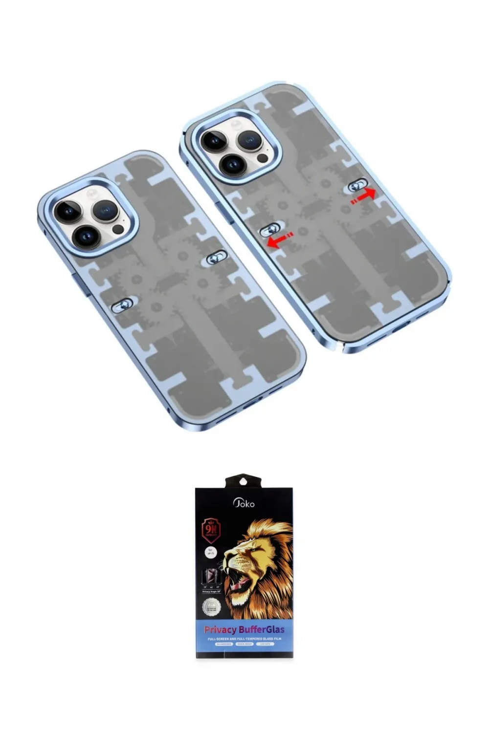 ieg™ iPhone 14 Pro Max Kılıf Ufuk Doku Prime - Siyah Buffer Hayalet Cam Ekran Koruyucu