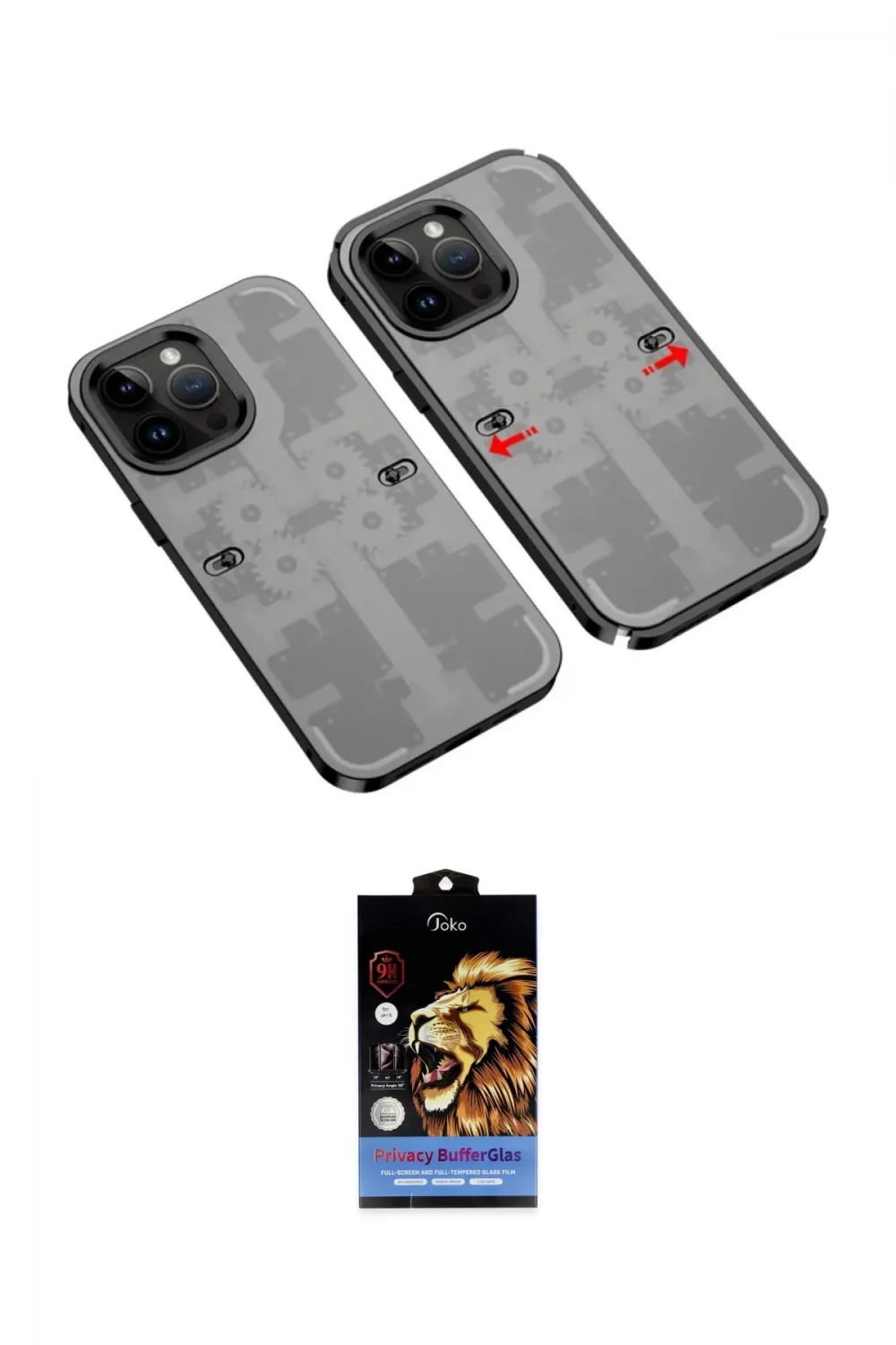ieg™ iPhone 14 Pro Max Kılıf Ufuk Doku Prime - Siyah Buffer Hayalet Cam Ekran Koruyucu