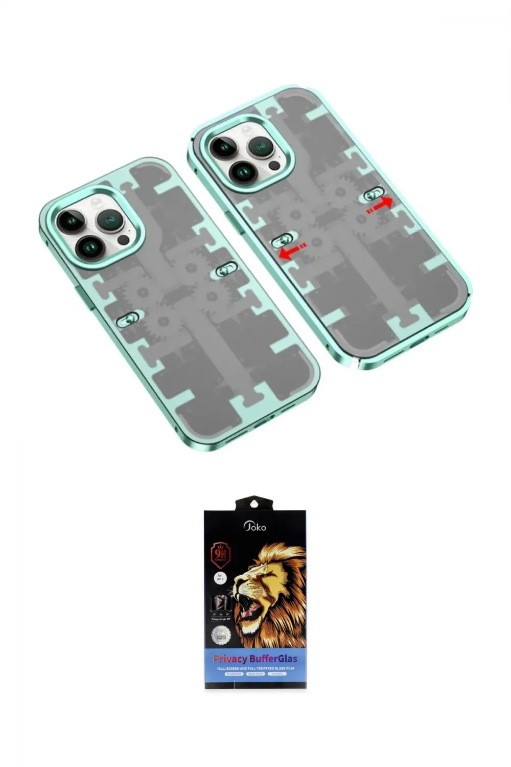 ieg™ iPhone 14 Pro Max Kılıf Ufuk Doku Prime - Siyah Buffer Hayalet Cam Ekran Koruyucu
