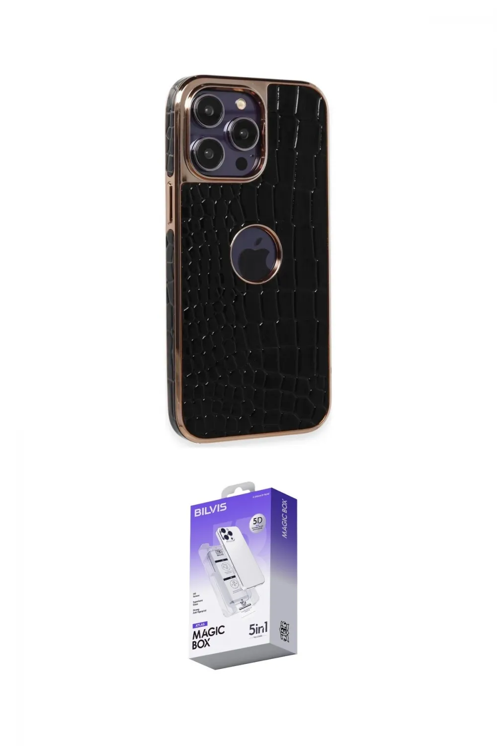 ieg™ iPhone 14 Pro Max Kılıf Ufuk Form Prime - Siyah Bilvis 5in1 3D Magic Cam Ekran Koruyucu