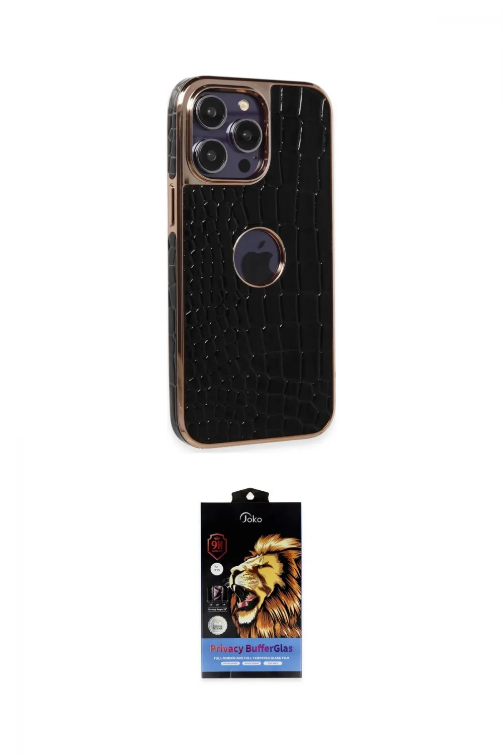 ieg™ iPhone 14 Pro Max Kılıf Ufuk Form Prime - Siyah Buffer Hayalet Cam Ekran Koruyucu