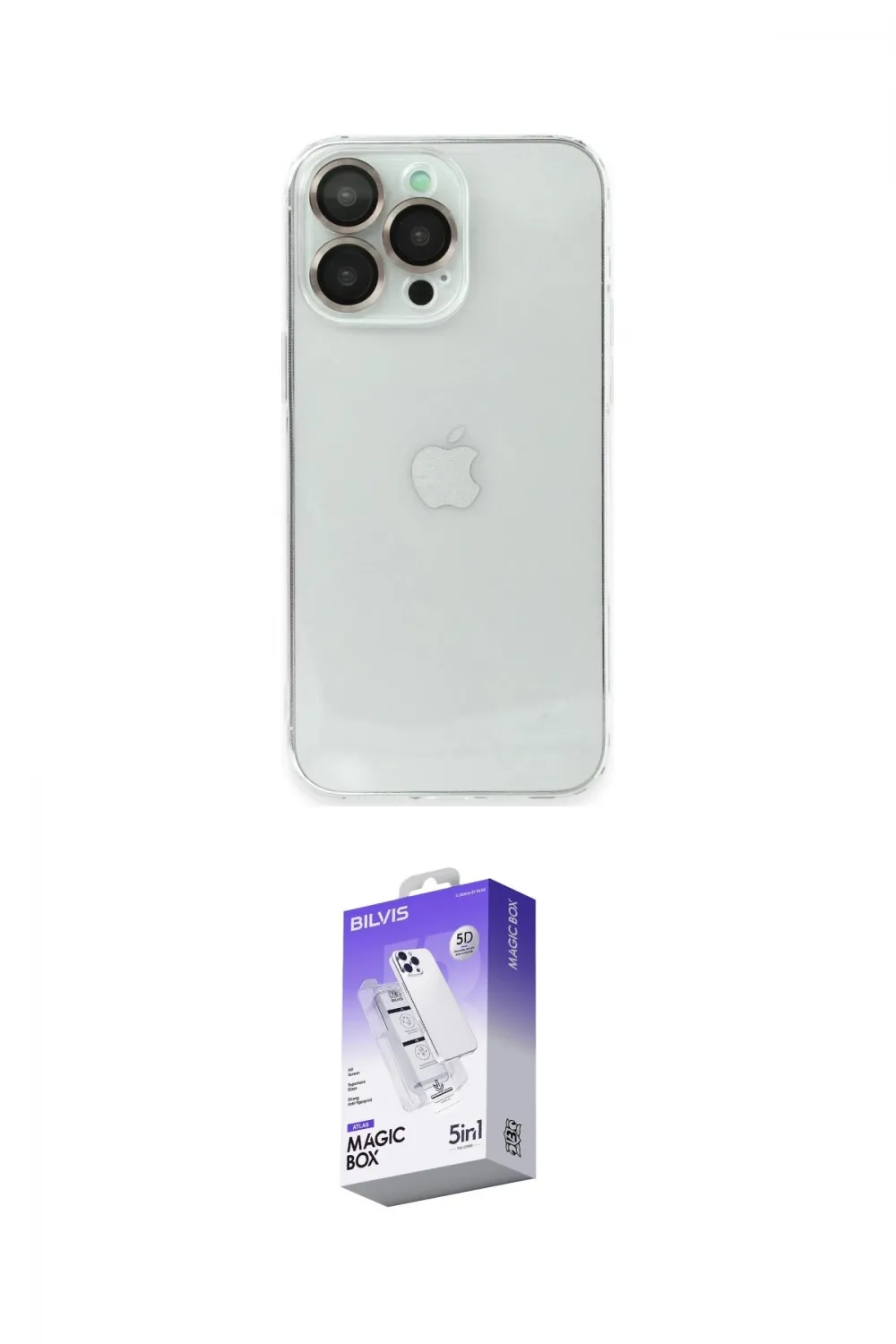 ieg™ iPhone 14 Pro Max Kılıf Ufuk Minimal Özel Seri - Siyah Bilvis 5in1 3D Magic Cam Ekran Koruyucu