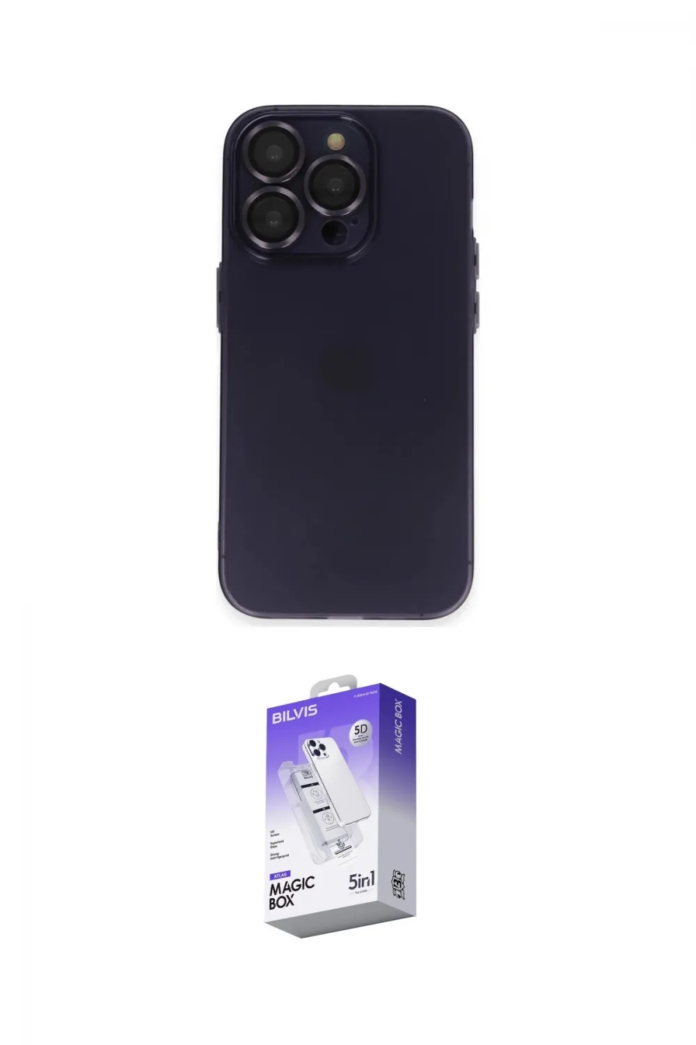 ieg™ iPhone 14 Pro Max Kılıf Ufuk Minimal Özel Seri - Siyah Bilvis 5in1 3D Magic Cam Ekran Koruyucu