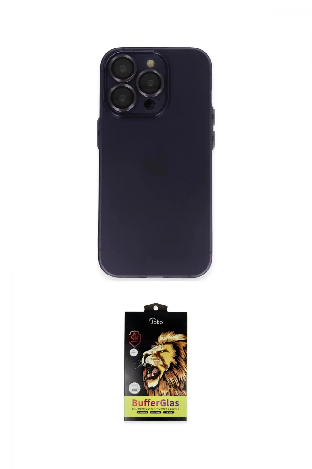ieg™ iPhone 14 Pro Max Kılıf Ufuk Minimal Özel Seri - Siyah Buffer Cam Ekran Koruyucu