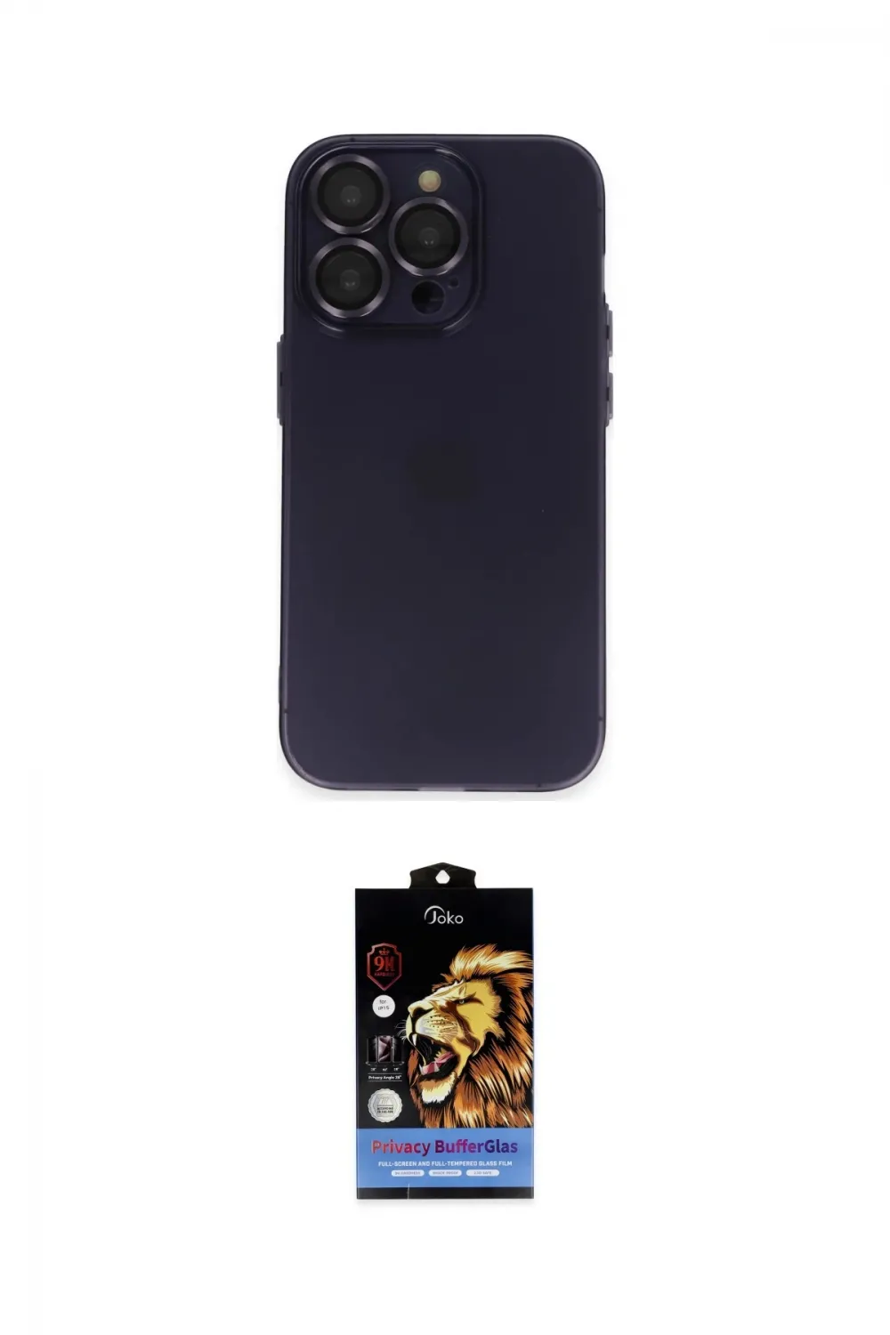 ieg™ iPhone 14 Pro Max Kılıf Ufuk Minimal Özel Seri - Siyah Buffer Hayalet Cam Ekran Koruyucu