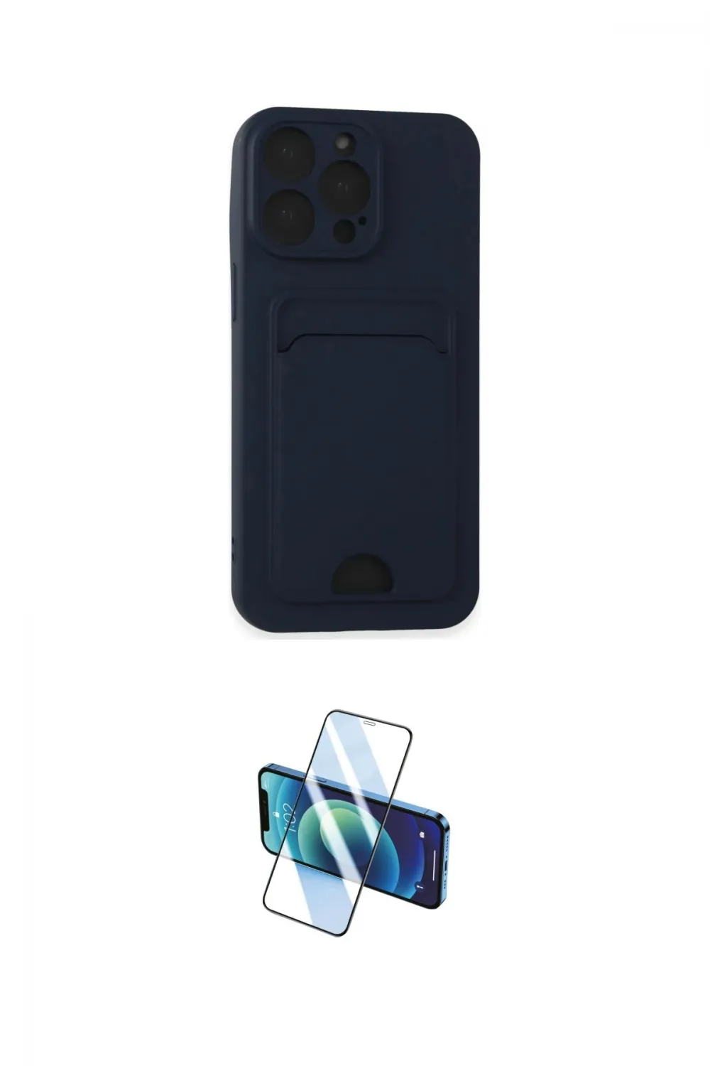 ieg™ iPhone 14 Pro Max Kılıf Vadi Çizgi Prime - Siyah 3D Antistatik Cam Ekran Koruyucu