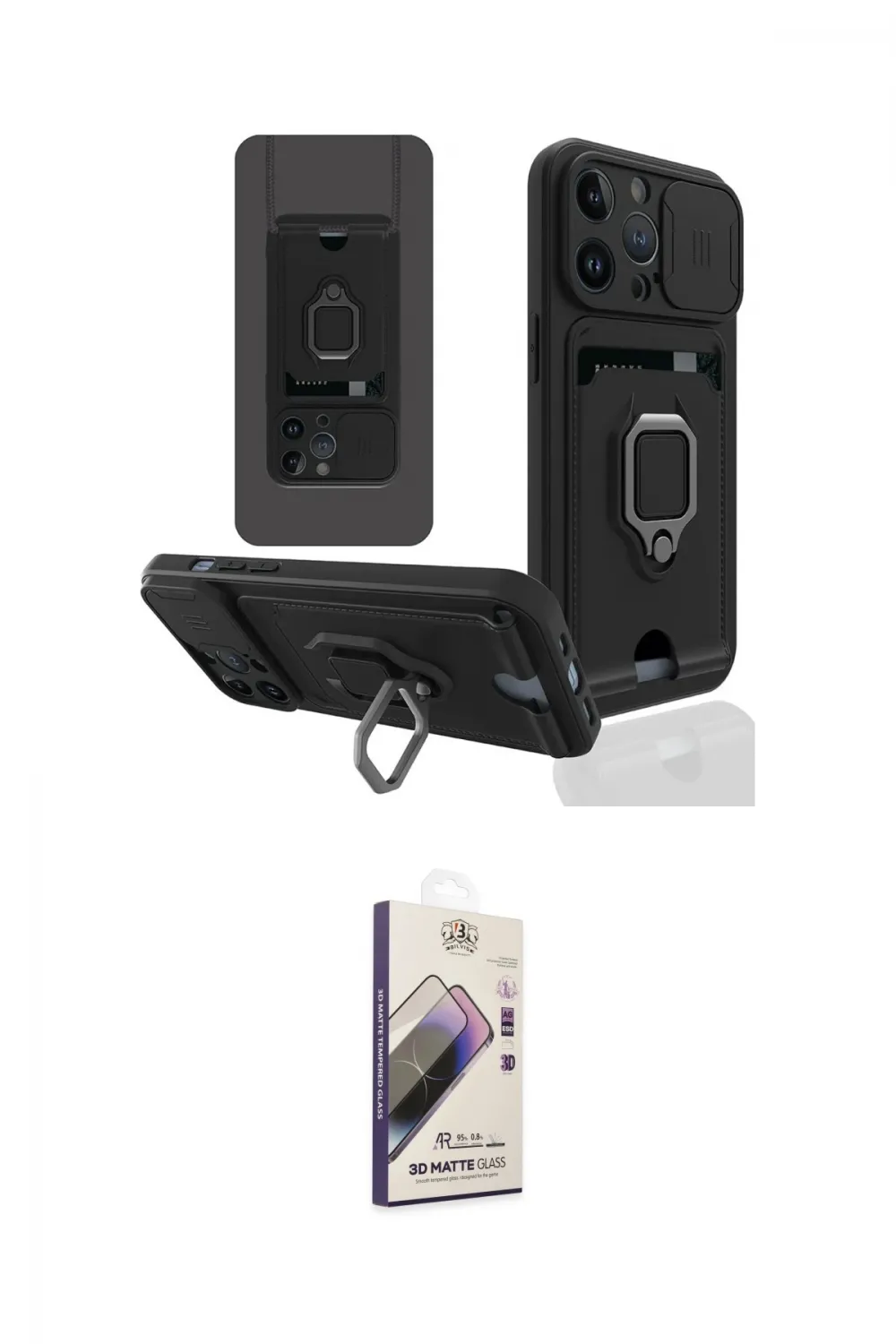 ieg™ iPhone 14 Pro Max Kılıf Vadi Form Prime - Siyah Bilvis 3D Mat Cam Ekran Koruyucu