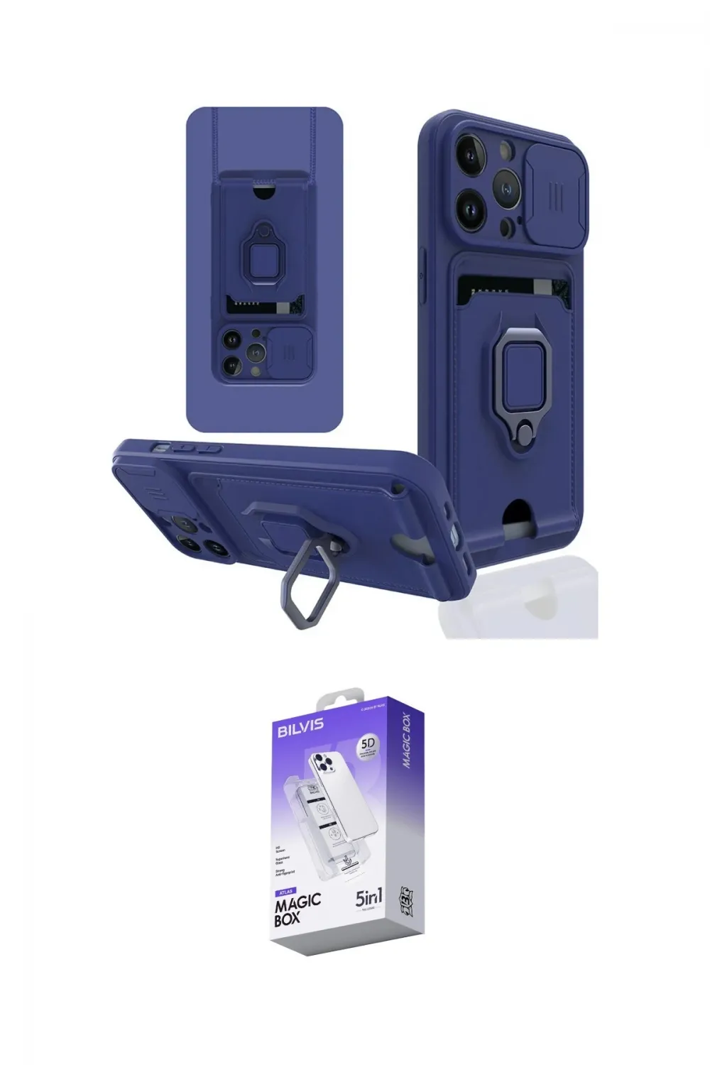 ieg™ iPhone 14 Pro Max Kılıf Vadi Form Prime - Siyah Bilvis 5in1 3D Magic Cam Ekran Koruyucu