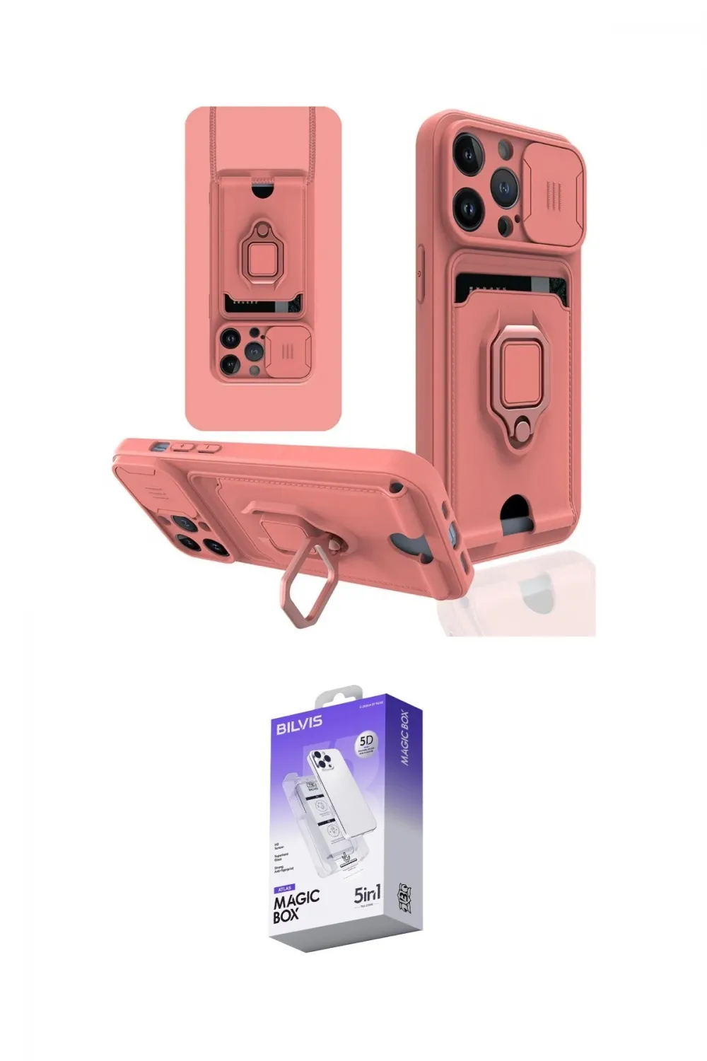 ieg™ iPhone 14 Pro Max Kılıf Vadi Form Prime - Siyah Bilvis 5in1 3D Magic Cam Ekran Koruyucu