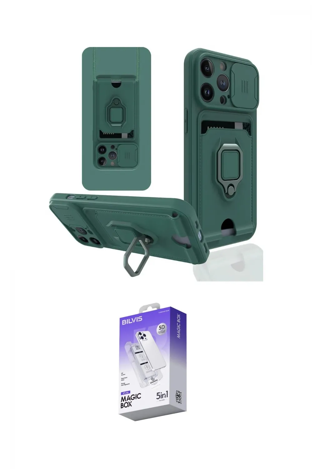 ieg™ iPhone 14 Pro Max Kılıf Vadi Form Prime - Siyah Bilvis 5in1 3D Magic Cam Ekran Koruyucu