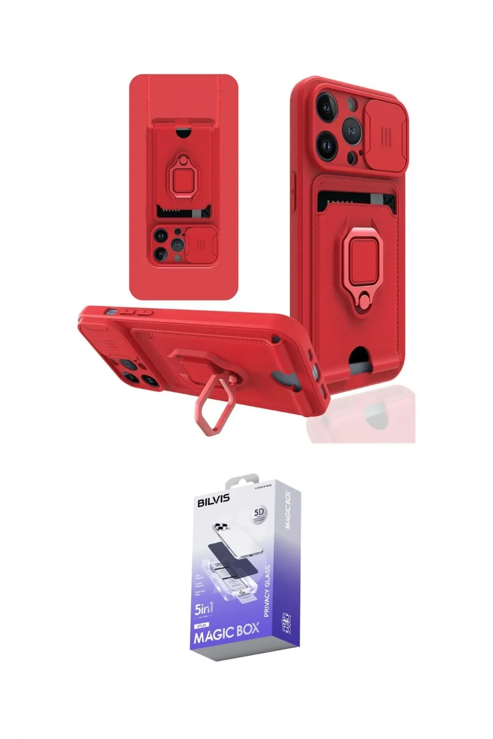 ieg™ iPhone 14 Pro Max Kılıf Vadi Form Prime - Siyah Bilvis 5in1 5D Magic Hayalet Cam Ekran Koruyucu
