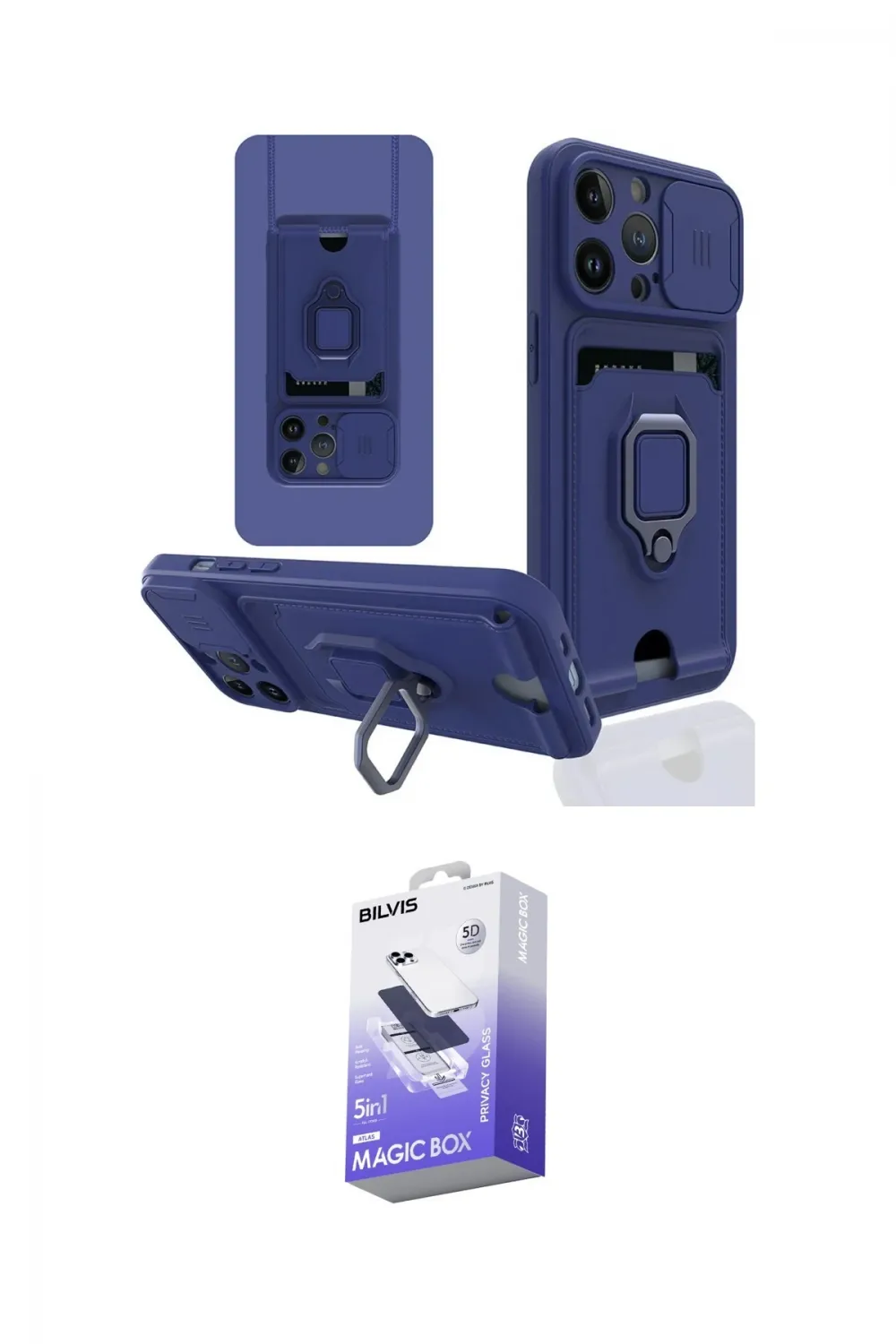 ieg™ iPhone 14 Pro Max Kılıf Vadi Form Prime - Siyah Bilvis 5in1 5D Magic Hayalet Cam Ekran Koruyucu
