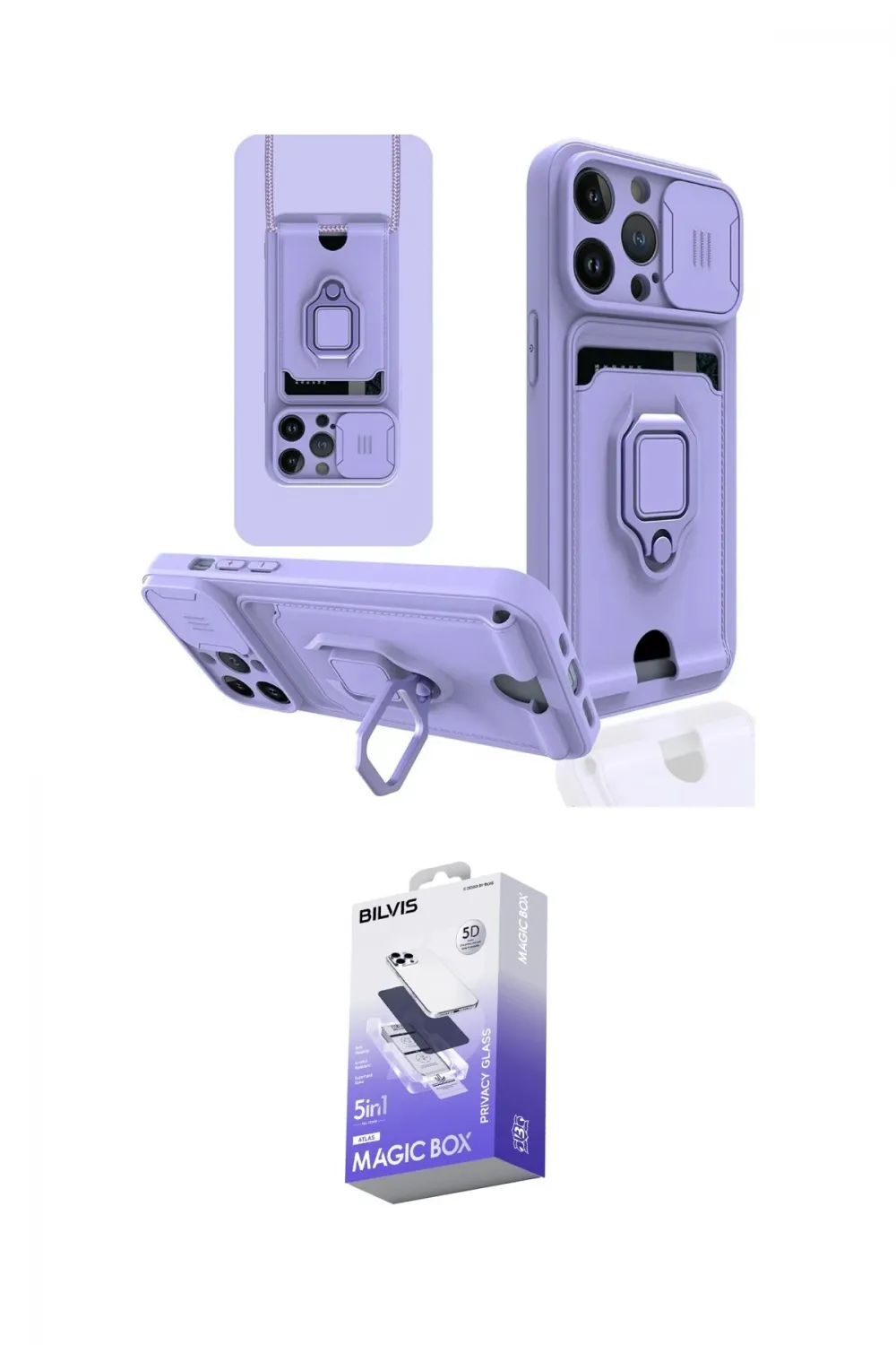 ieg™ iPhone 14 Pro Max Kılıf Vadi Form Prime - Siyah Bilvis 5in1 5D Magic Hayalet Cam Ekran Koruyucu