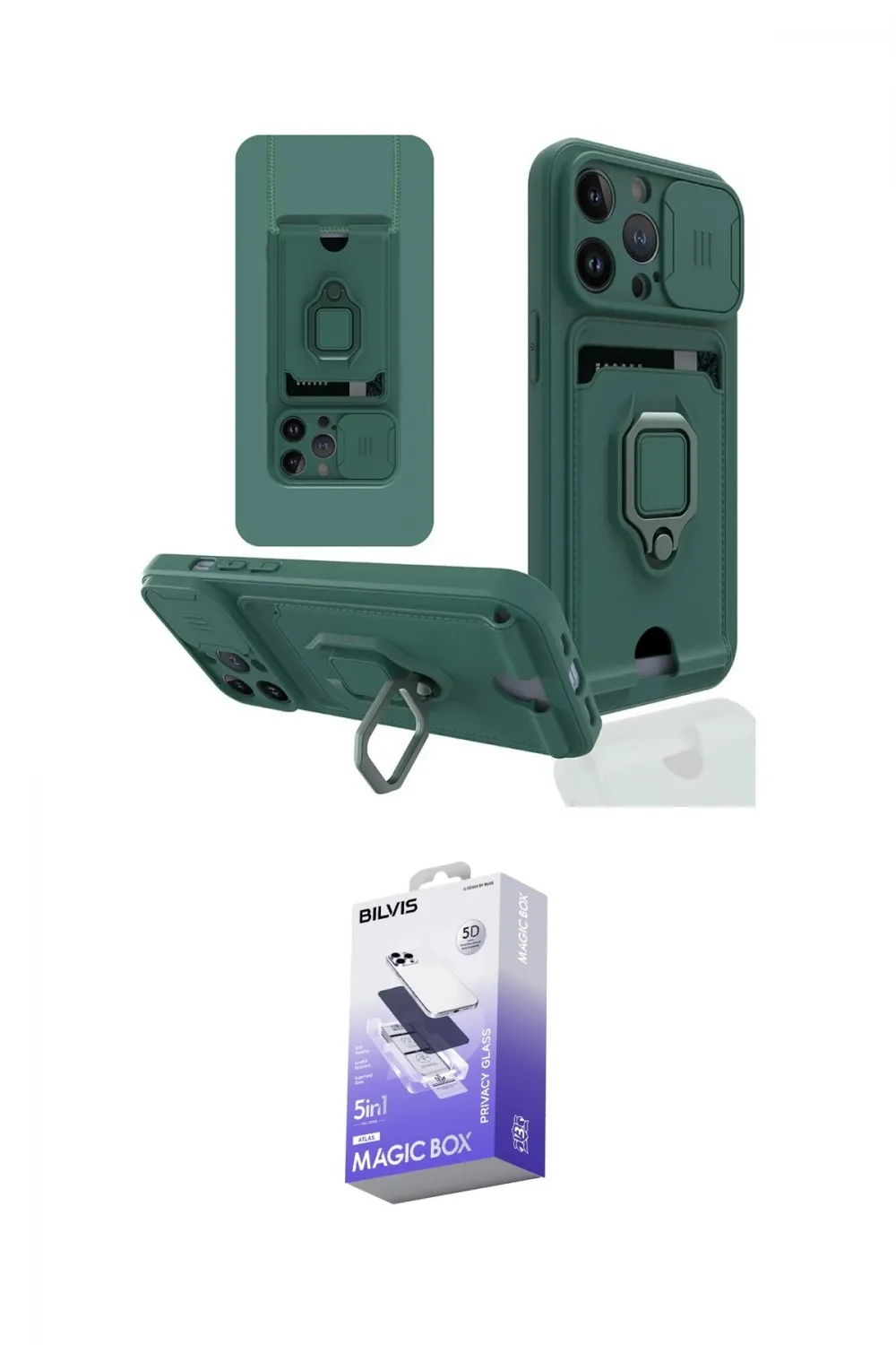 ieg™ iPhone 14 Pro Max Kılıf Vadi Form Prime - Siyah Bilvis 5in1 5D Magic Hayalet Cam Ekran Koruyucu