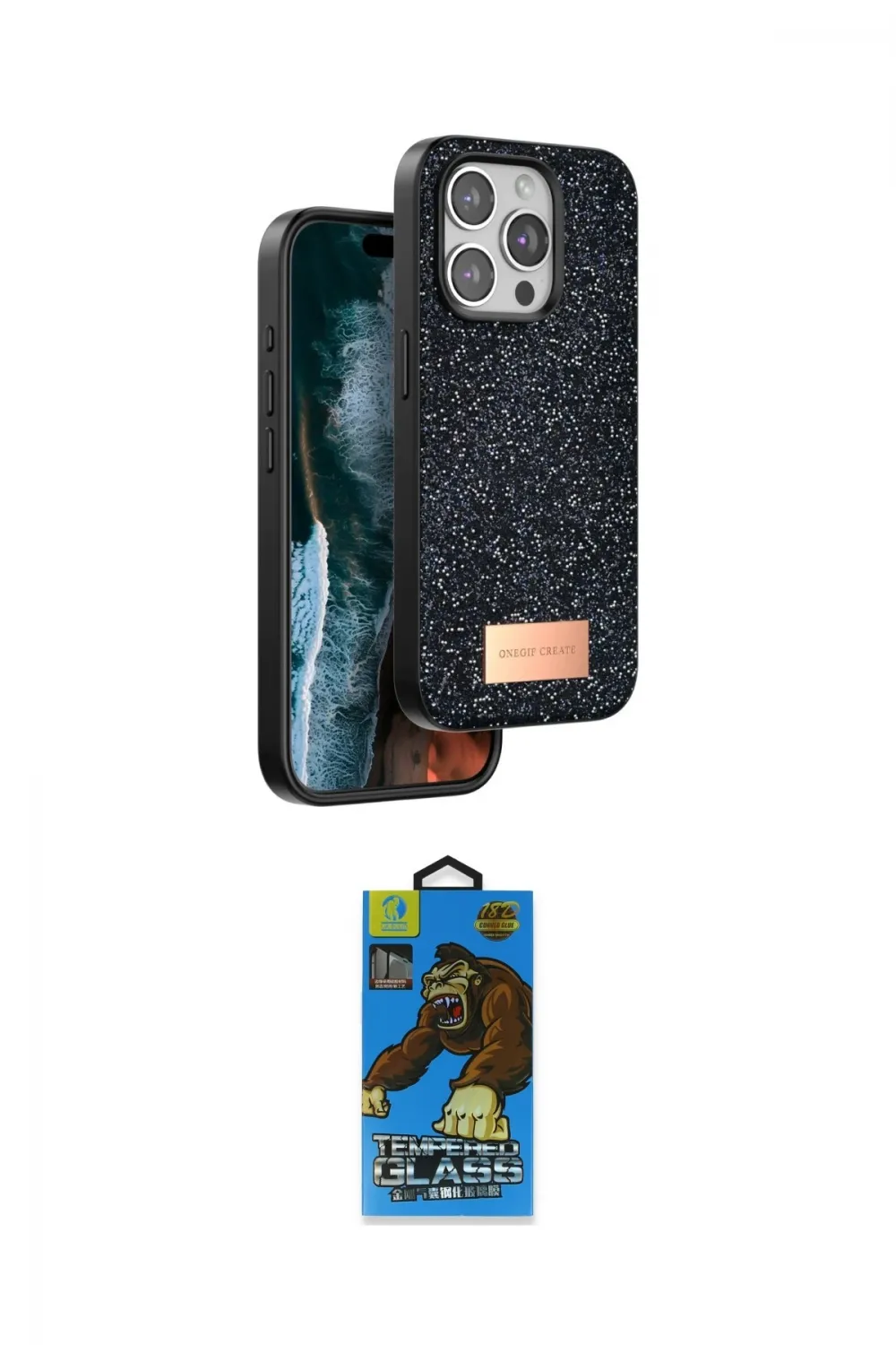 ieg™ iPhone 14 Pro Max Kılıf Vadi Klasik Serisi - Siyah 18D Cam Ekran Koruyucu