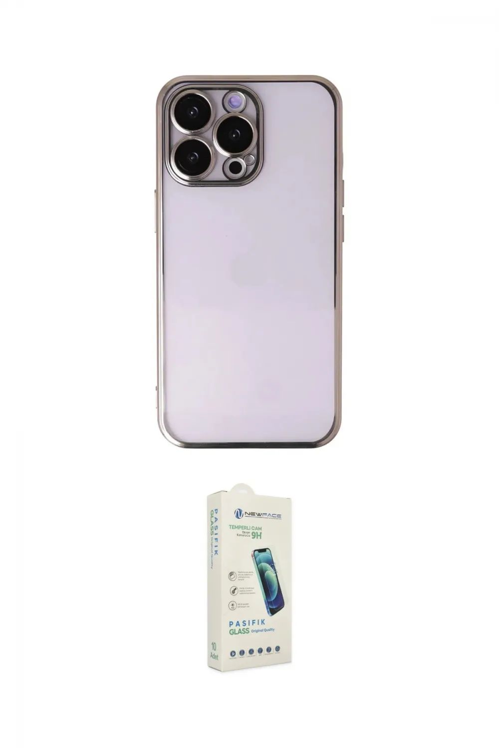 ieg™ iPhone 14 Pro Max Kılıf Vadi Minimal - Şeffaf Pasifik Cam Ekran Koruyucu