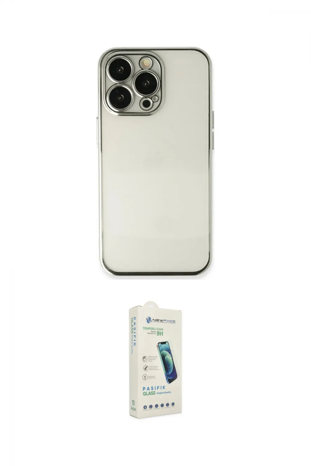 ieg™ iPhone 14 Pro Max Kılıf Vadi Minimal - Şeffaf Pasifik Cam Ekran Koruyucu