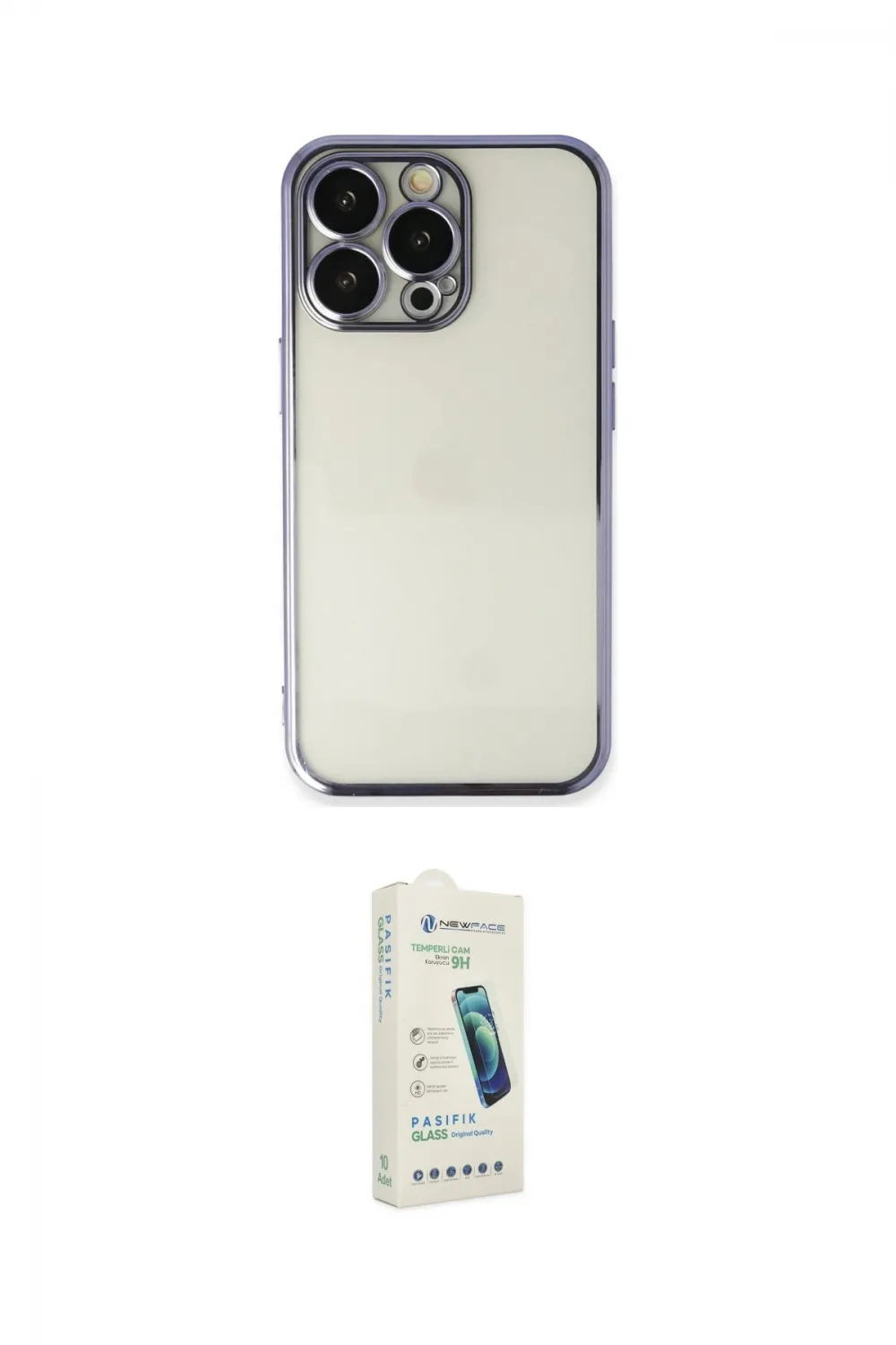 ieg™ iPhone 14 Pro Max Kılıf Vadi Minimal - Şeffaf Pasifik Cam Ekran Koruyucu