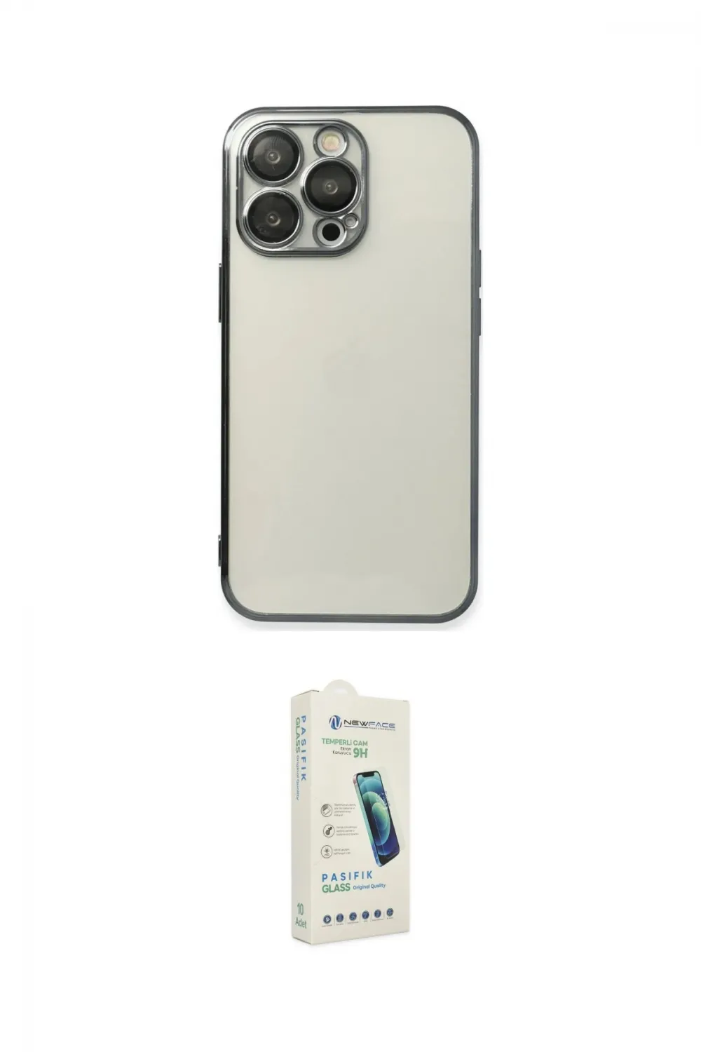 ieg™ iPhone 14 Pro Max Kılıf Vadi Minimal - Şeffaf Pasifik Cam Ekran Koruyucu