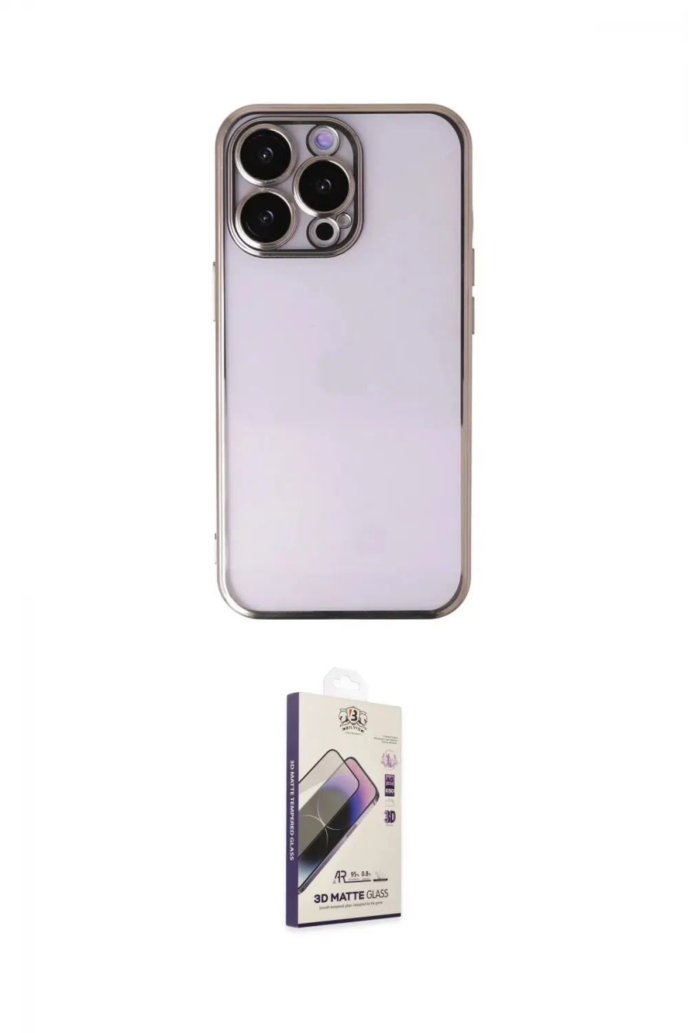 ieg™ iPhone 14 Pro Max Kılıf Vadi Minimal - Siyah Bilvis 3D Mat Cam Ekran Koruyucu