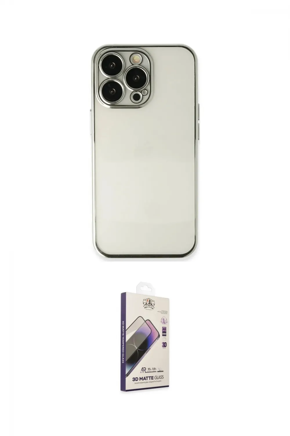ieg™ iPhone 14 Pro Max Kılıf Vadi Minimal - Siyah Bilvis 3D Mat Cam Ekran Koruyucu