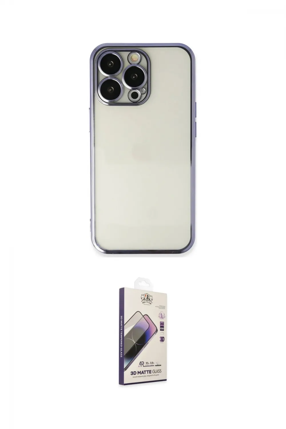 ieg™ iPhone 14 Pro Max Kılıf Vadi Minimal - Siyah Bilvis 3D Mat Cam Ekran Koruyucu