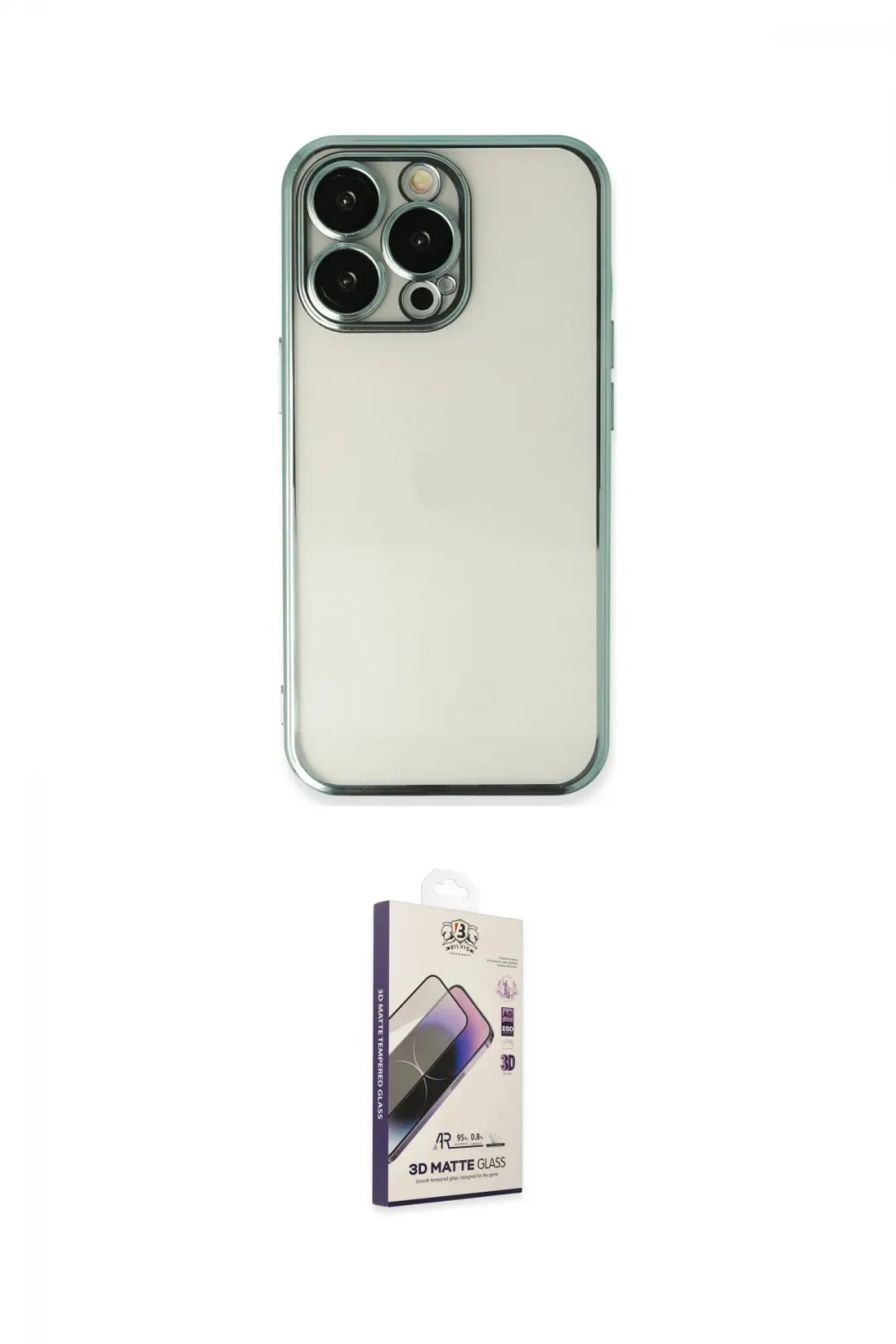 ieg™ iPhone 14 Pro Max Kılıf Vadi Minimal - Siyah Bilvis 3D Mat Cam Ekran Koruyucu