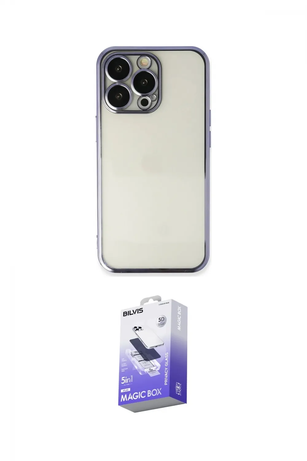 ieg™ iPhone 14 Pro Max Kılıf Vadi Minimal - Siyah Bilvis 5in1 5D Magic Hayalet Cam Ekran Koruyucu