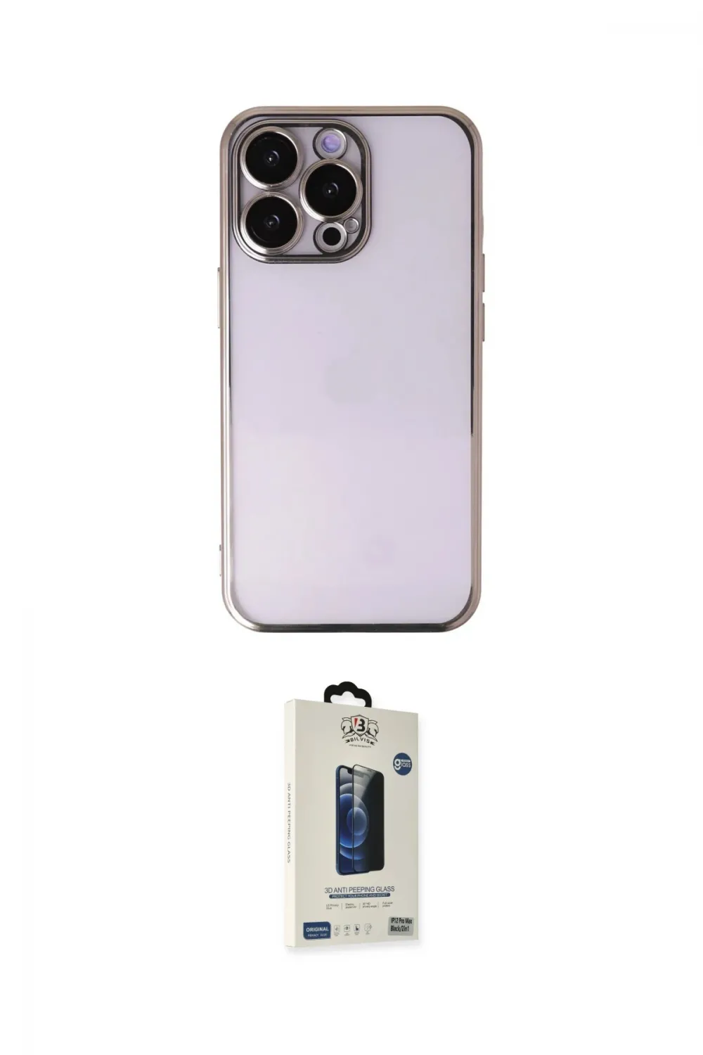 ieg™ iPhone 14 Pro Max Kılıf Vadi Minimal - Siyah Bilvis Hayalet Cam Ekran Koruyucu