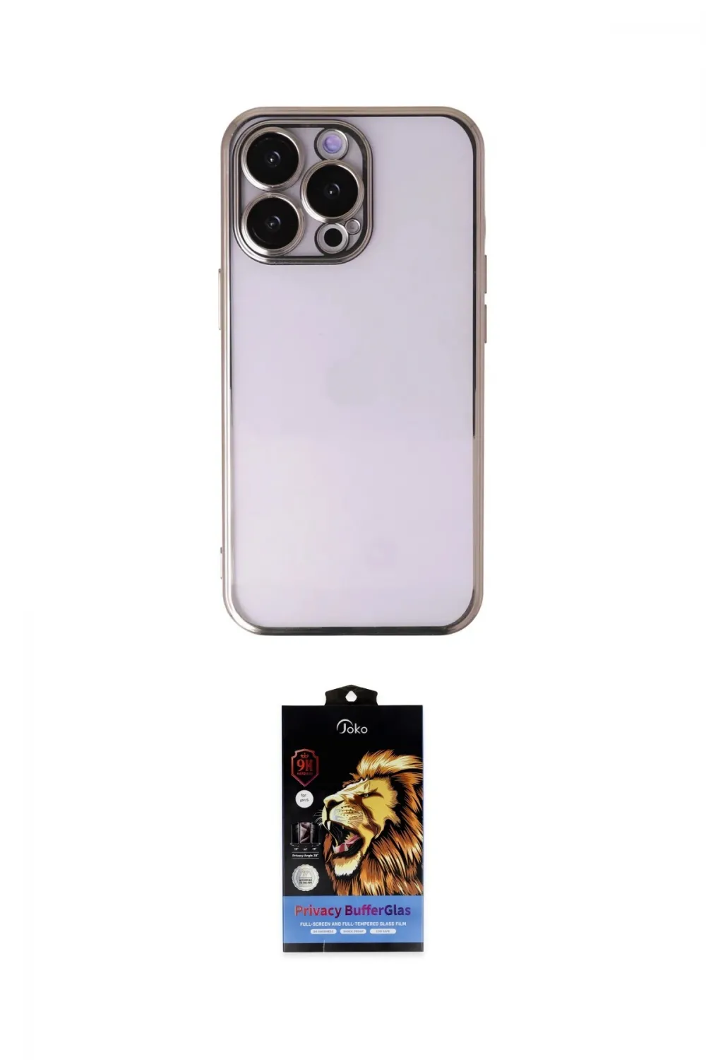 ieg™ iPhone 14 Pro Max Kılıf Vadi Minimal - Siyah Buffer Hayalet Cam Ekran Koruyucu