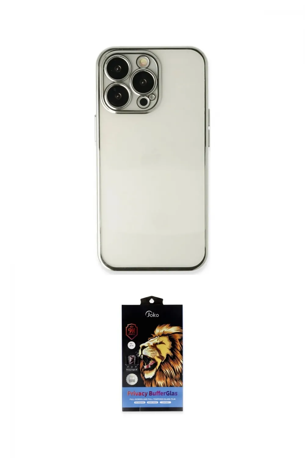 ieg™ iPhone 14 Pro Max Kılıf Vadi Minimal - Siyah Buffer Hayalet Cam Ekran Koruyucu