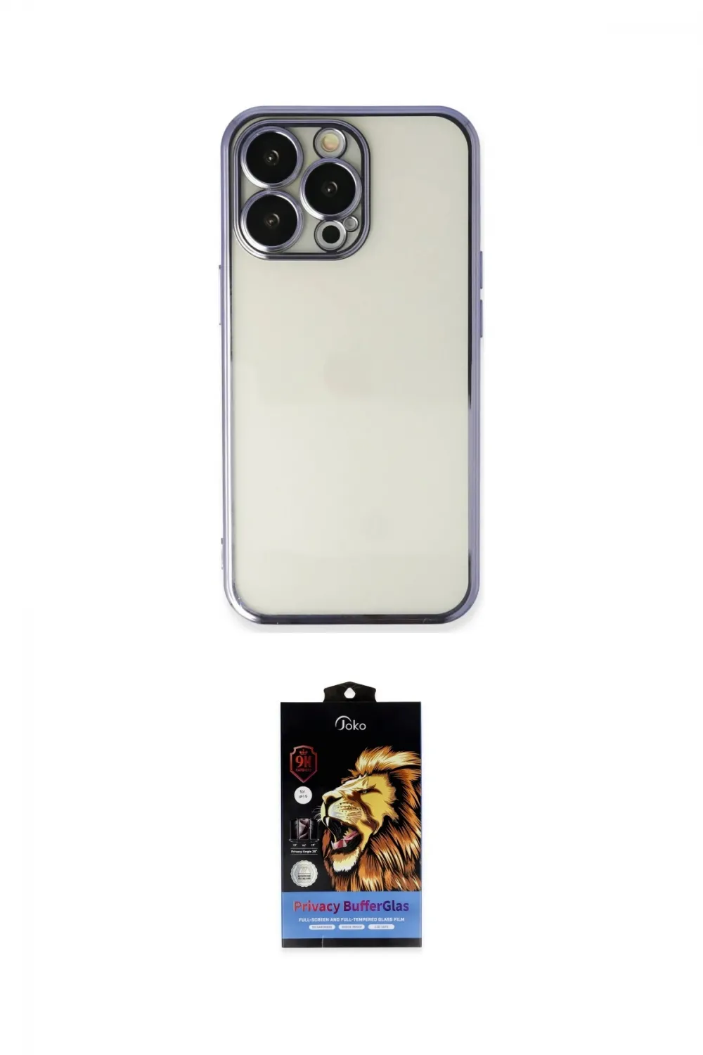 ieg™ iPhone 14 Pro Max Kılıf Vadi Minimal - Siyah Buffer Hayalet Cam Ekran Koruyucu