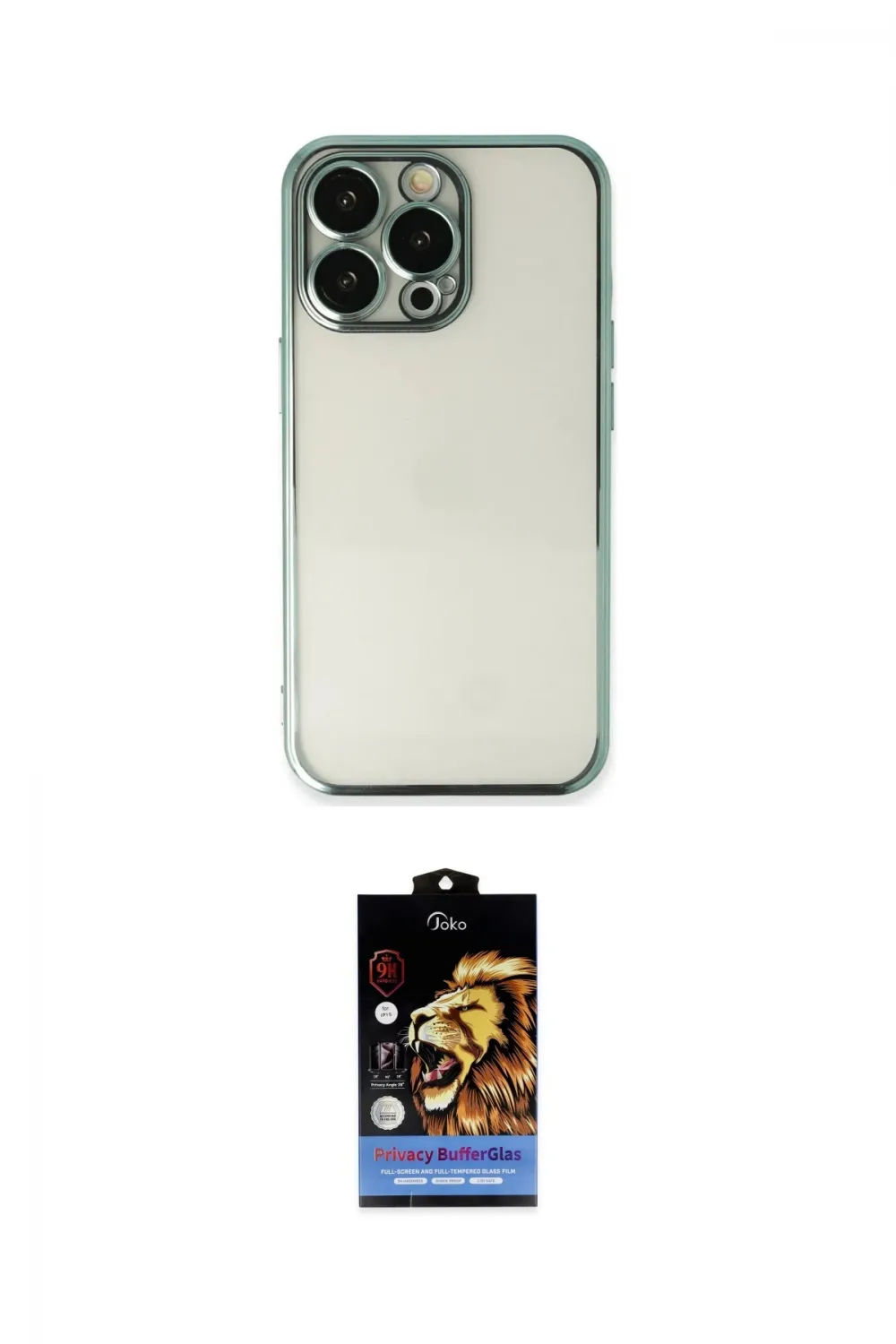 ieg™ iPhone 14 Pro Max Kılıf Vadi Minimal - Siyah Buffer Hayalet Cam Ekran Koruyucu