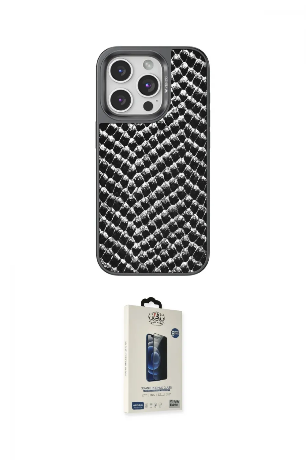 ieg™ iPhone 14 Pro Max Kılıf Vadi Özel Seri - Siyah Bilvis Hayalet Cam Ekran Koruyucu