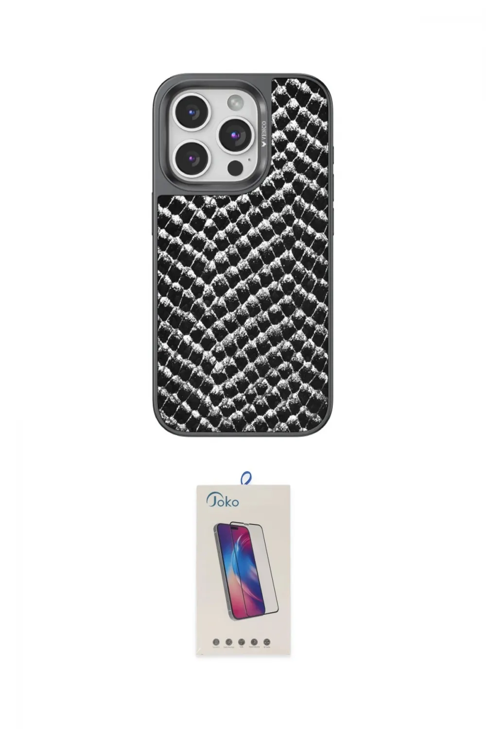 ieg™ iPhone 14 Pro Max Kılıf Vadi Özel Seri - Siyah Joko 5D Cam