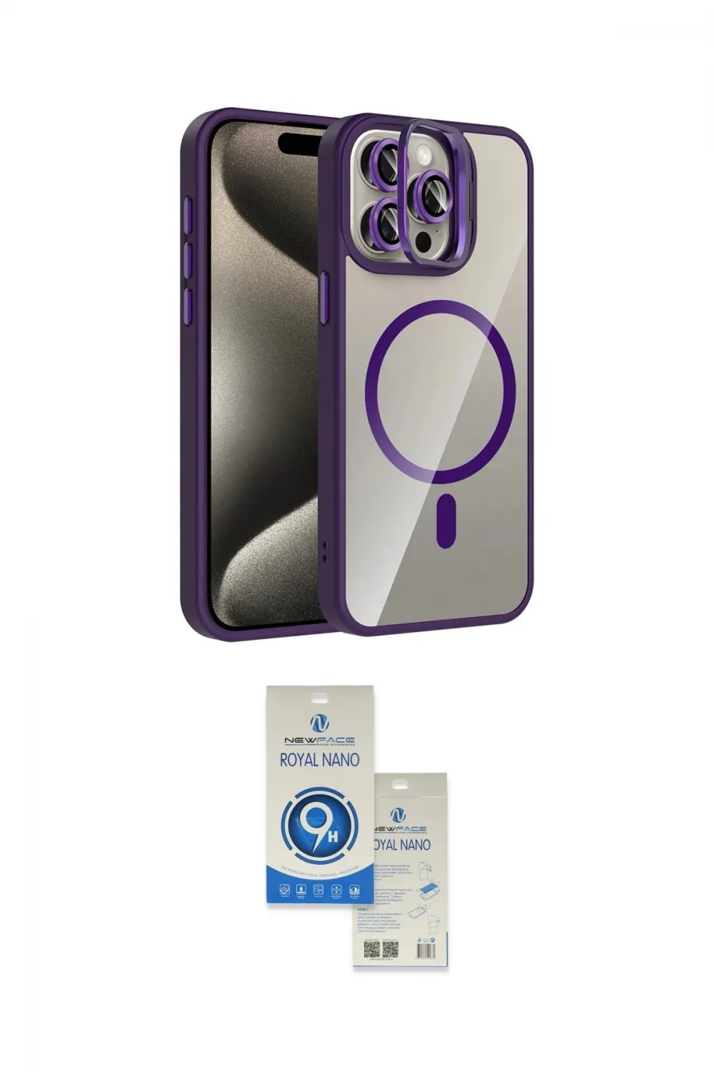 ieg™ iPhone 14 Pro Max Kılıf Yadigar Asil Koleksiyonu - Şeffaf Royal Nano Ekran Koruyucu