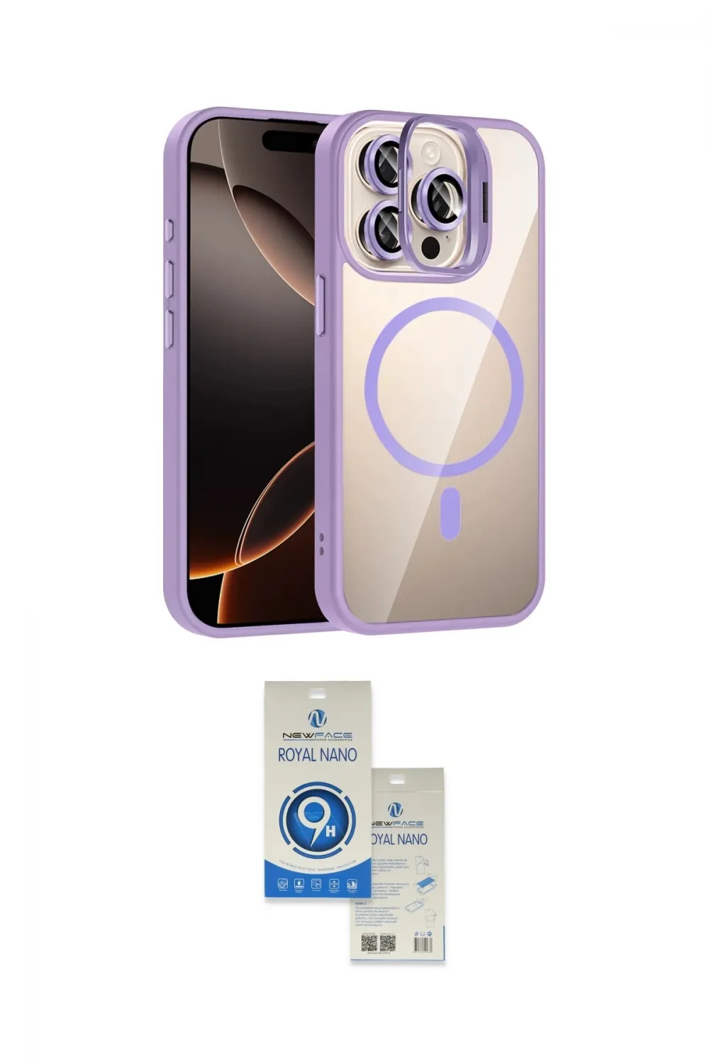 ieg™ iPhone 14 Pro Max Kılıf Yadigar Asil Koleksiyonu - Şeffaf Royal Nano Ekran Koruyucu