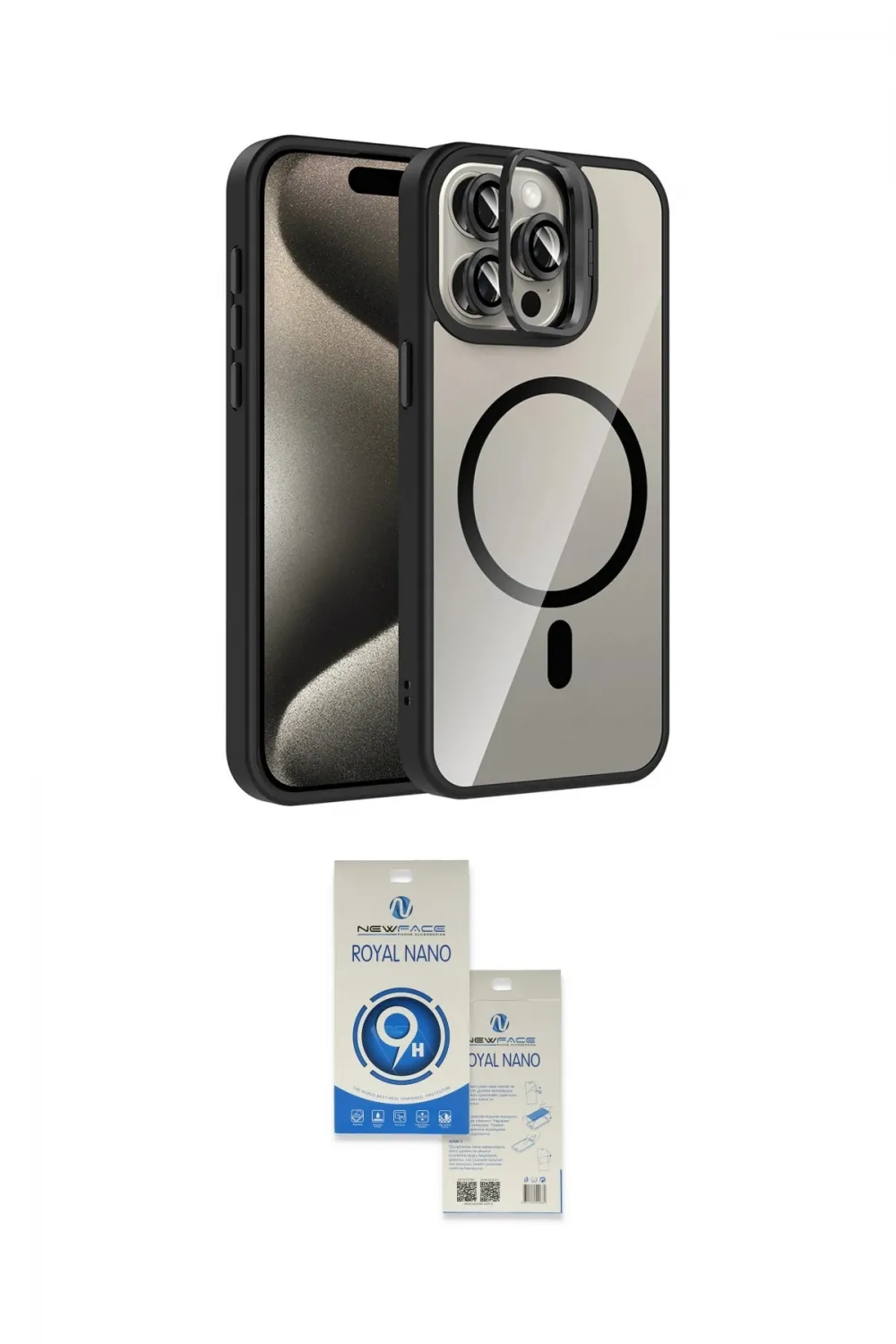ieg™ iPhone 14 Pro Max Kılıf Yadigar Asil Koleksiyonu - Şeffaf Royal Nano Ekran Koruyucu