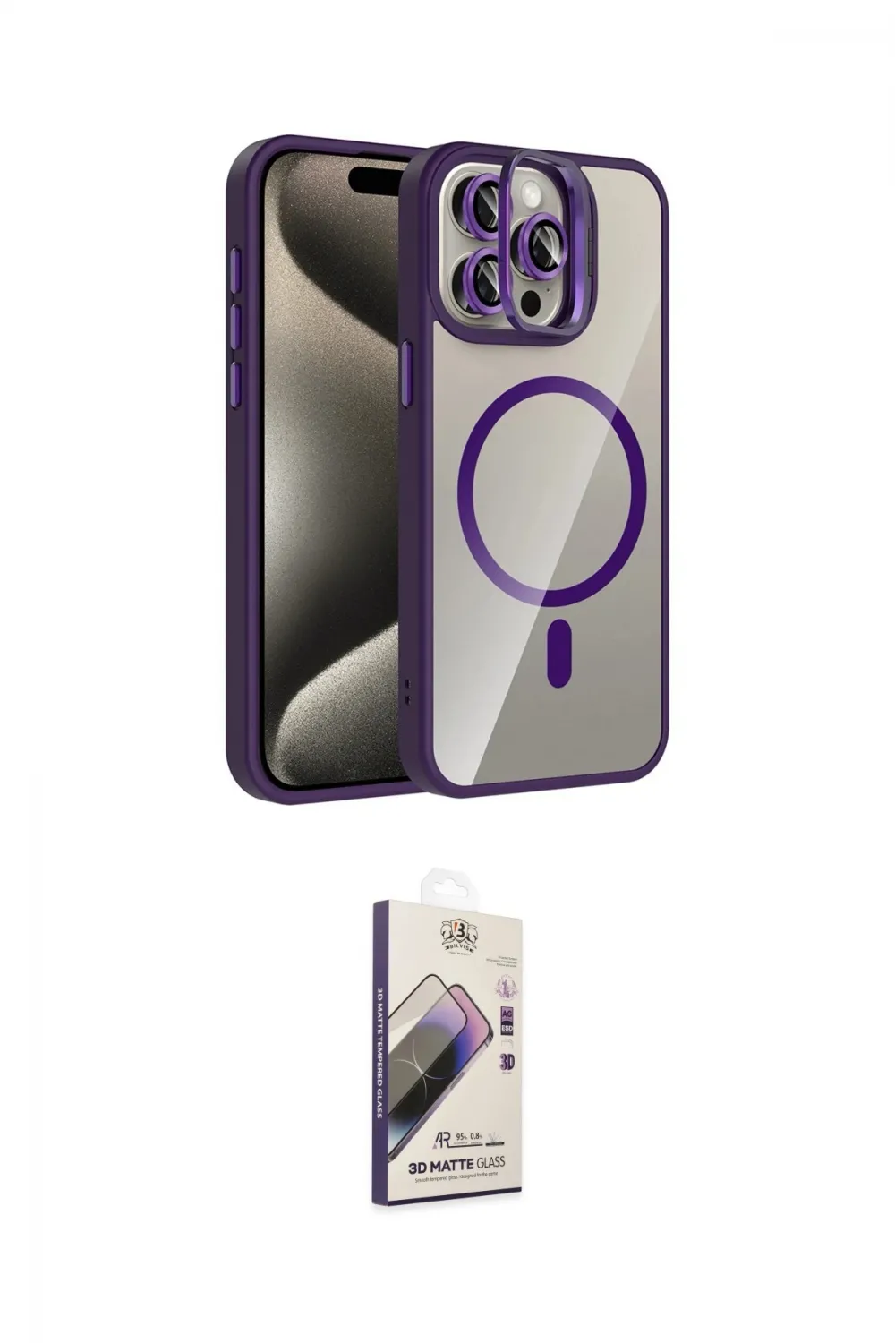 ieg™ iPhone 14 Pro Max Kılıf Yadigar Asil Koleksiyonu - Siyah Bilvis 3D Mat Cam Ekran Koruyucu