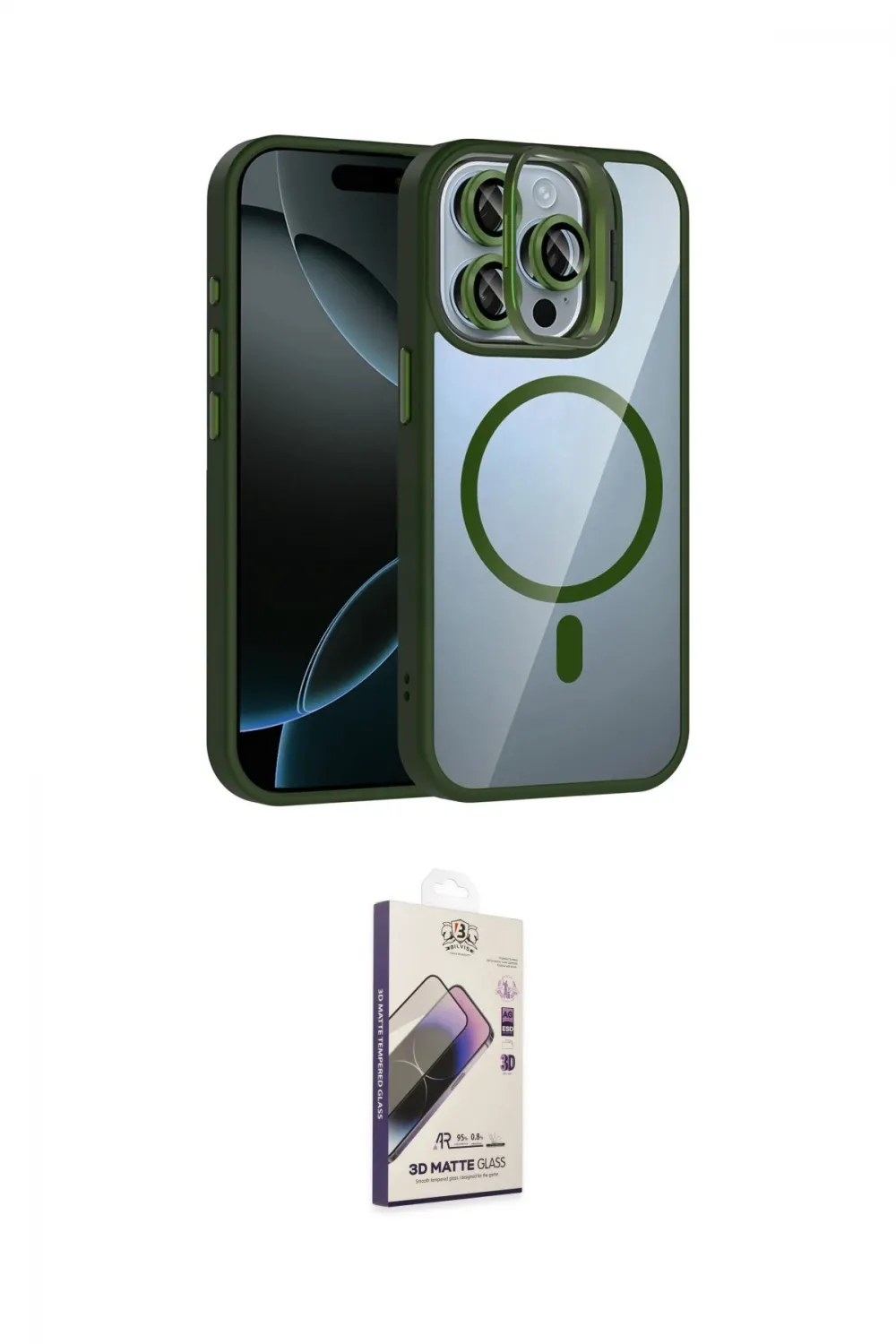 ieg™ iPhone 14 Pro Max Kılıf Yadigar Asil Koleksiyonu - Siyah Bilvis 3D Mat Cam Ekran Koruyucu