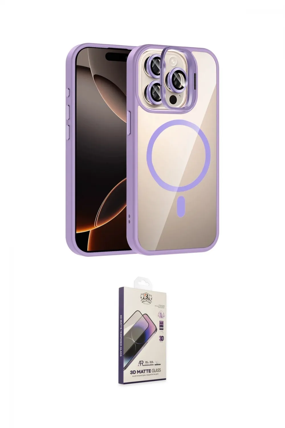 ieg™ iPhone 14 Pro Max Kılıf Yadigar Asil Koleksiyonu - Siyah Bilvis 3D Mat Cam Ekran Koruyucu