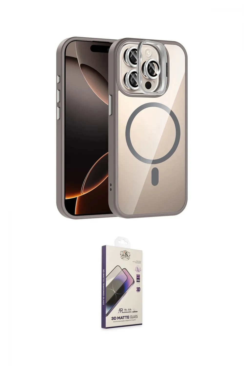 ieg™ iPhone 14 Pro Max Kılıf Yadigar Asil Koleksiyonu - Siyah Bilvis 3D Mat Cam Ekran Koruyucu