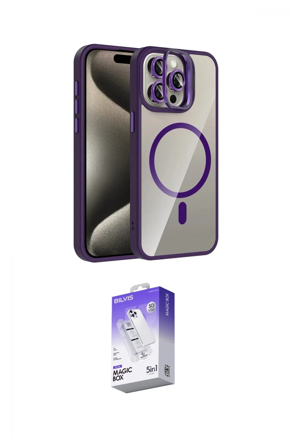 ieg™ iPhone 14 Pro Max Kılıf Yadigar Asil Koleksiyonu - Siyah Bilvis 5in1 3D Magic Cam Ekran Koruyucu
