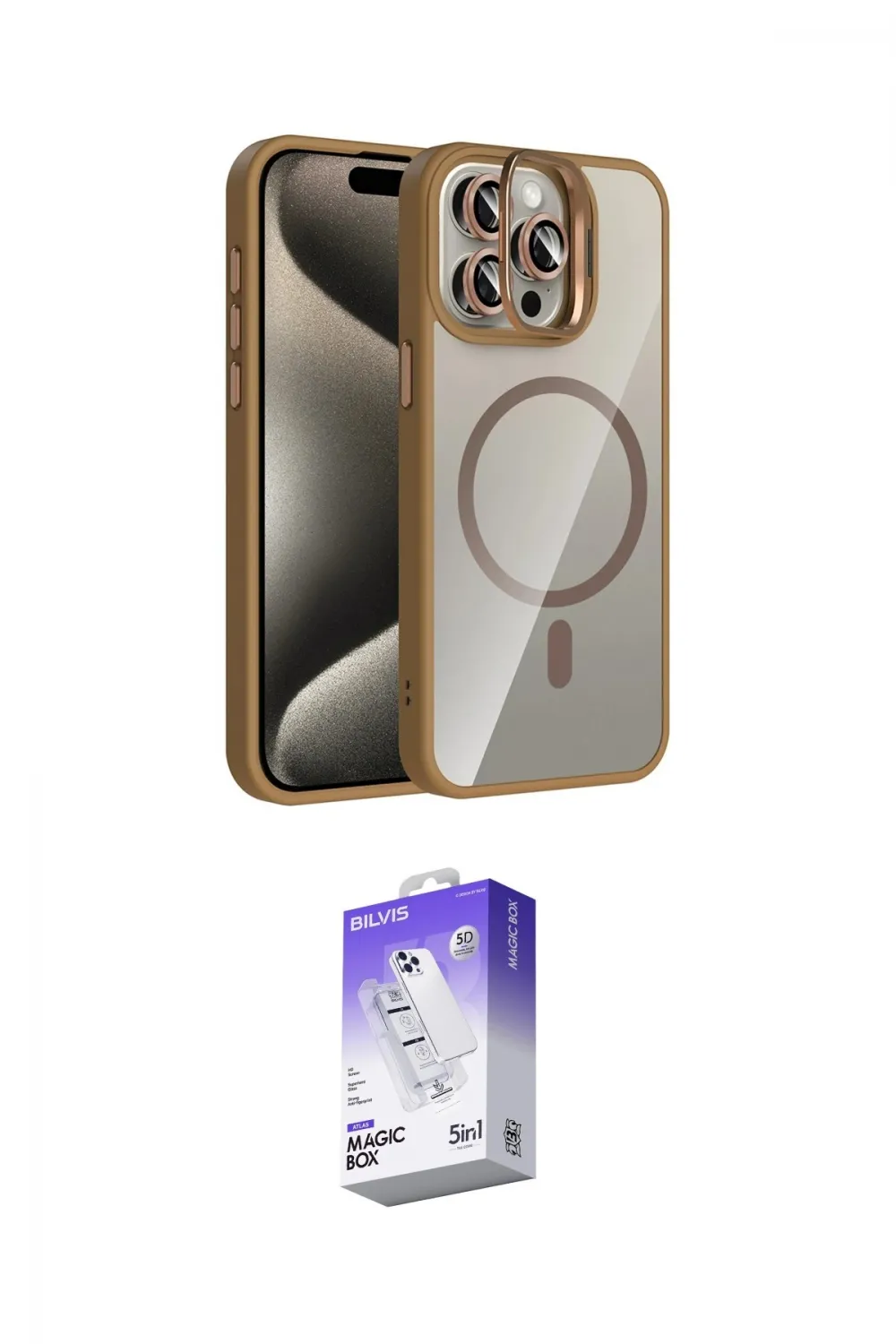 ieg™ iPhone 14 Pro Max Kılıf Yadigar Asil Koleksiyonu - Siyah Bilvis 5in1 3D Magic Cam Ekran Koruyucu