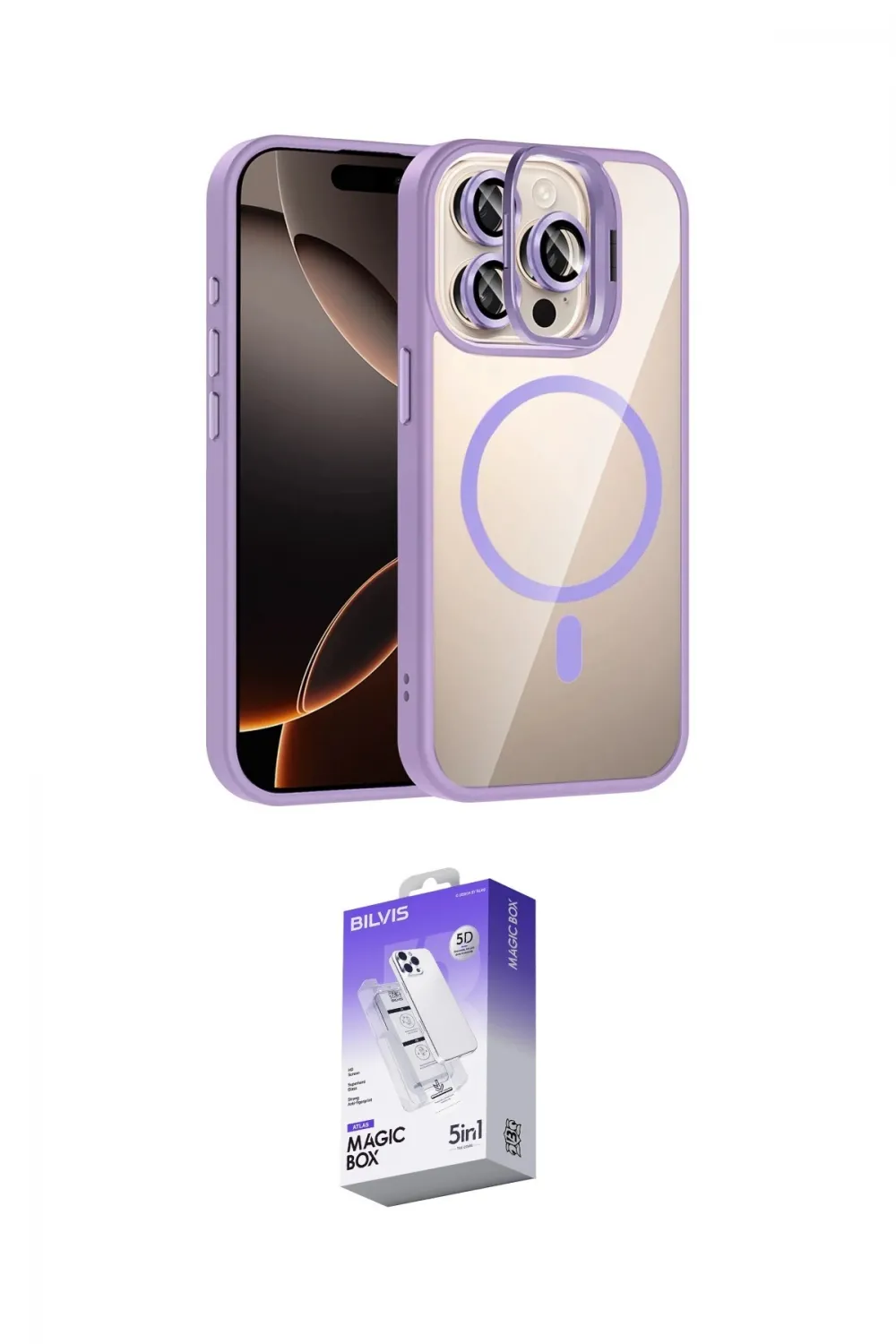 ieg™ iPhone 14 Pro Max Kılıf Yadigar Asil Koleksiyonu - Siyah Bilvis 5in1 3D Magic Cam Ekran Koruyucu
