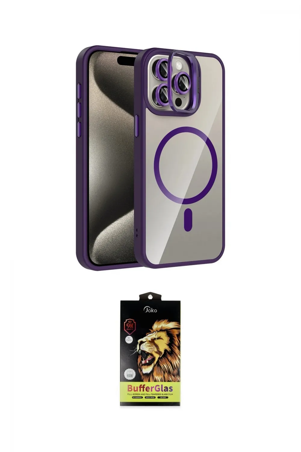 ieg™ iPhone 14 Pro Max Kılıf Yadigar Asil Koleksiyonu - Siyah Buffer Cam Ekran Koruyucu