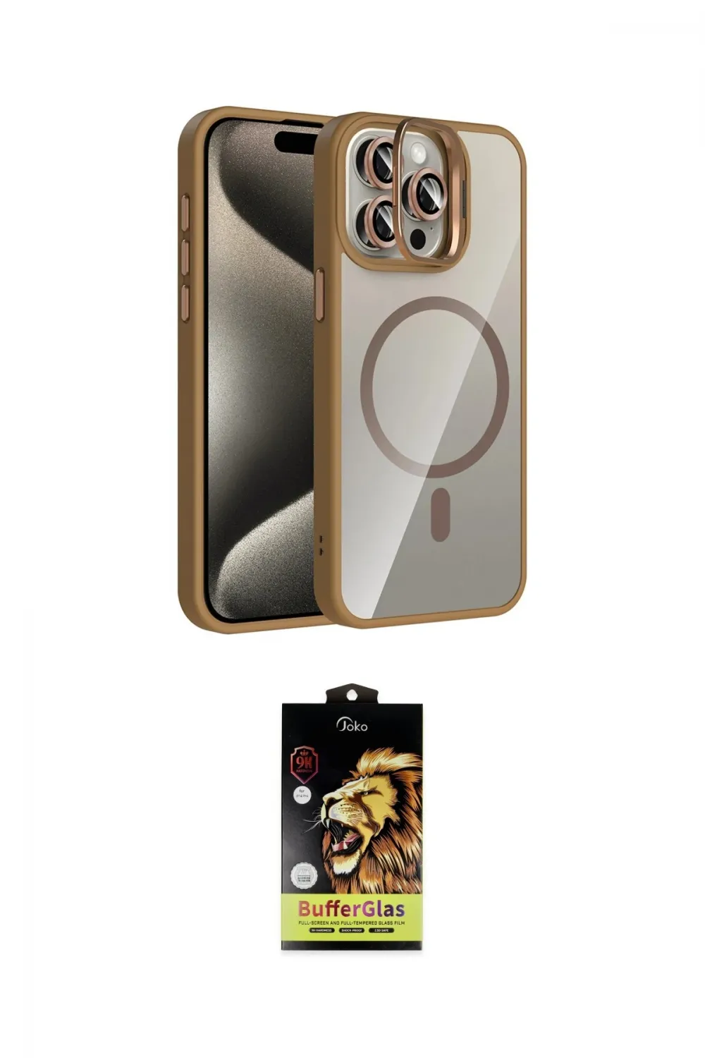ieg™ iPhone 14 Pro Max Kılıf Yadigar Asil Koleksiyonu - Siyah Buffer Cam Ekran Koruyucu