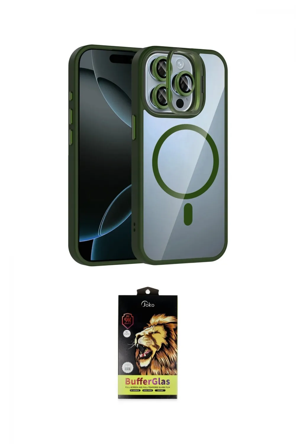 ieg™ iPhone 14 Pro Max Kılıf Yadigar Asil Koleksiyonu - Siyah Buffer Cam Ekran Koruyucu